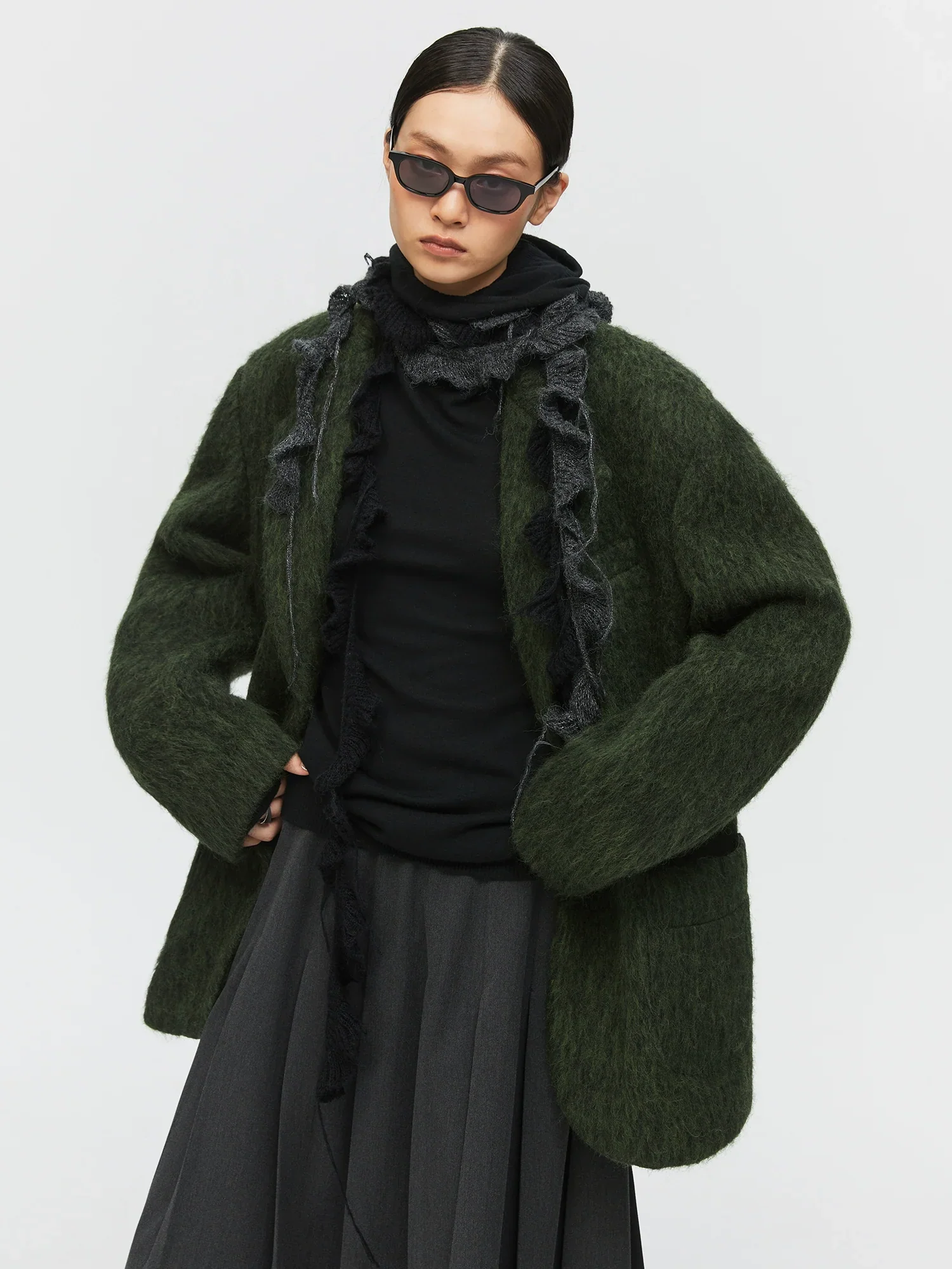 Oversized Melange Wool-Blend Blazer - Image 3