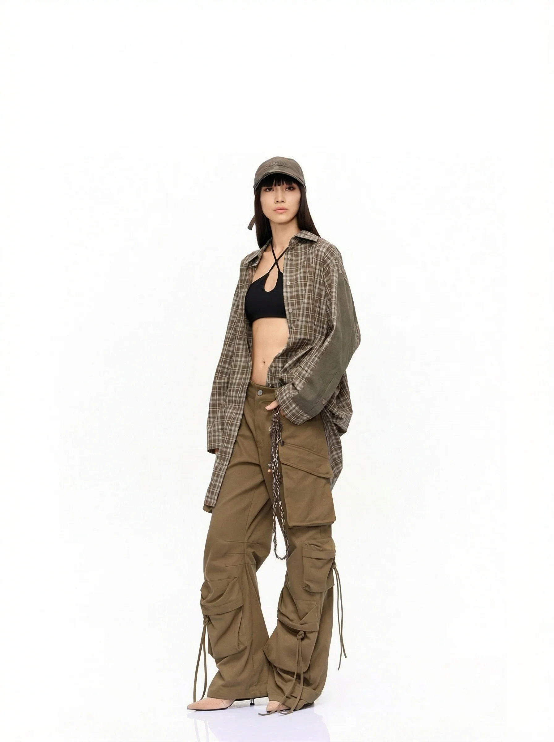 Oversized Patchwork Plaid Shirt - Image 4