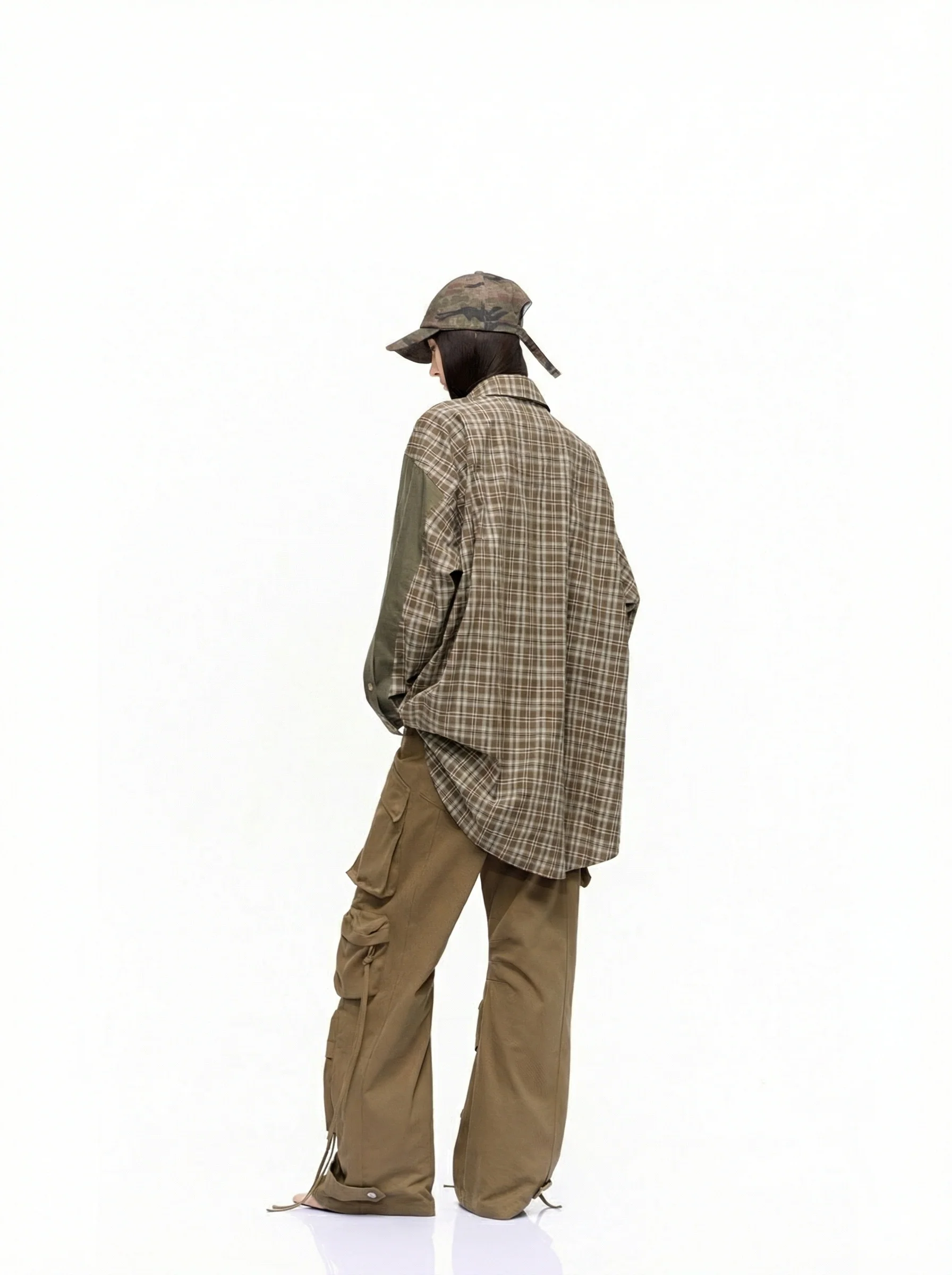 Oversized Patchwork Plaid Shirt - Image 5