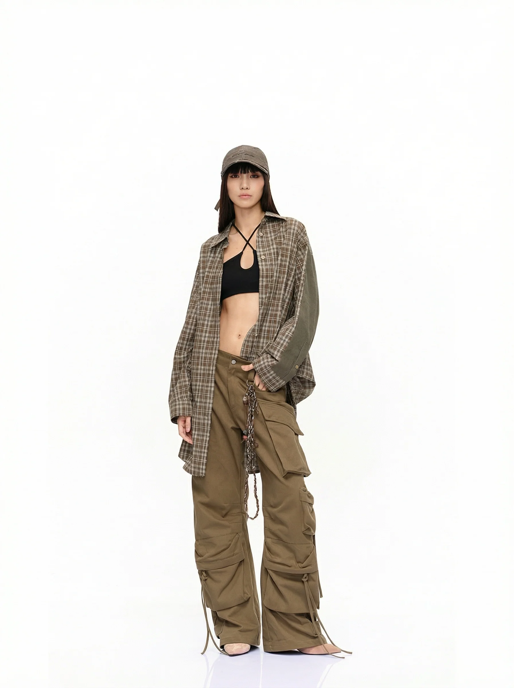 Oversized Patchwork Plaid Shirt - Image 6