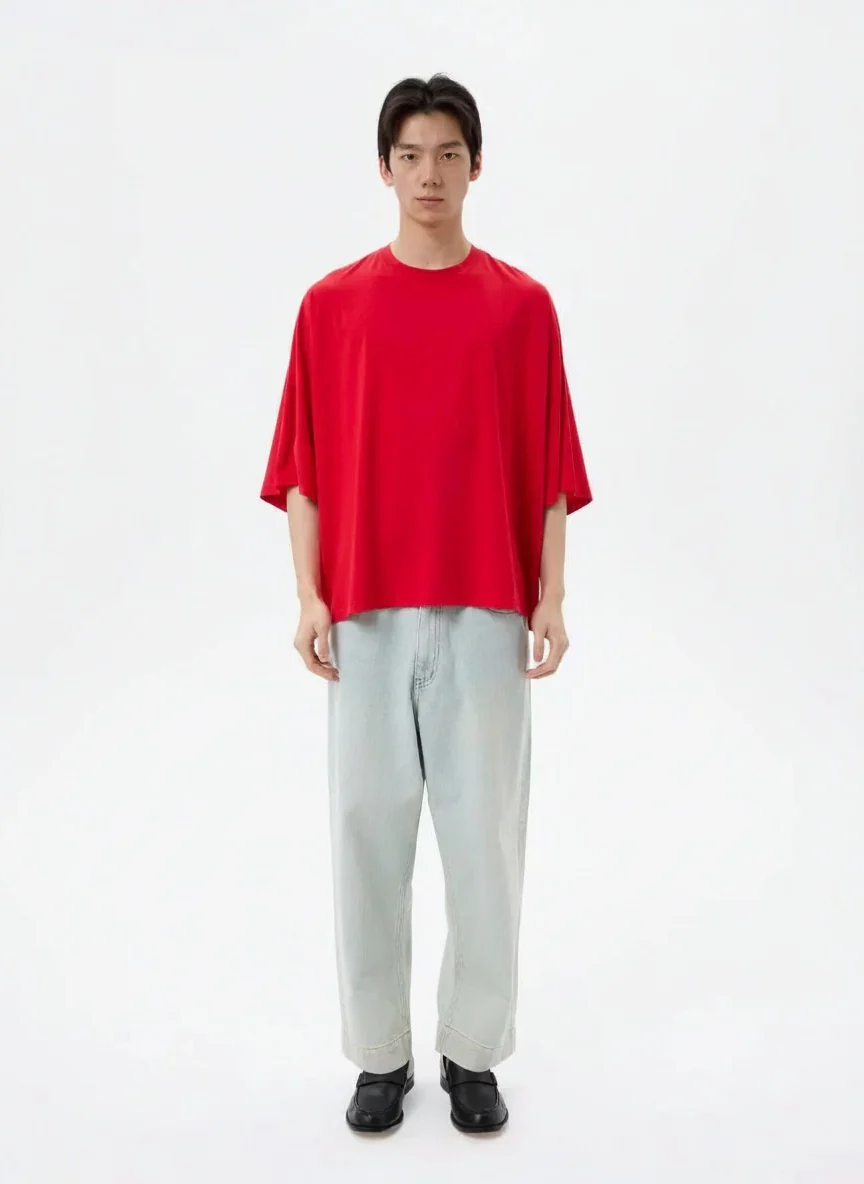 Oversized Red Crewneck Tee - Image 6
