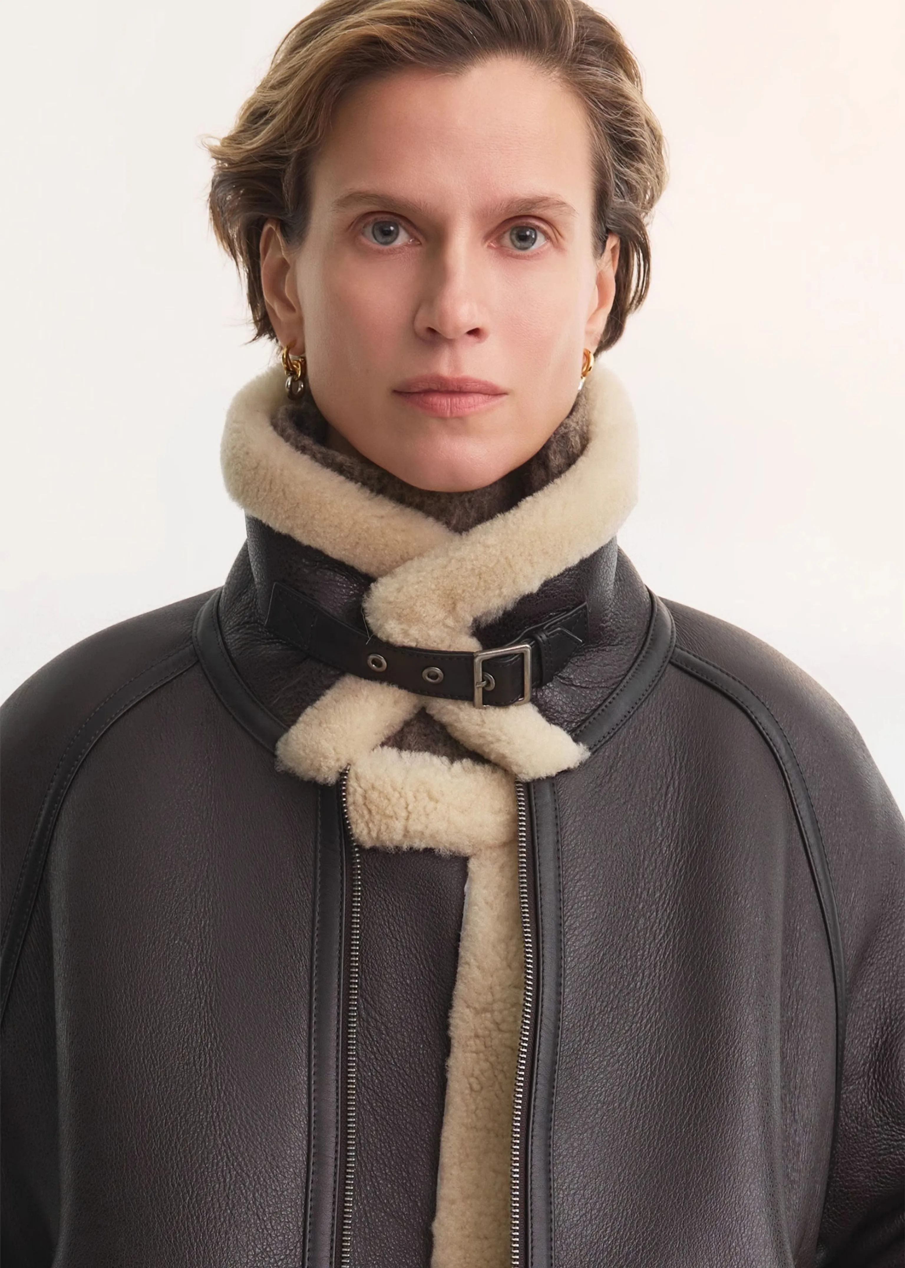 Oversized Shearling Aviator Jacket