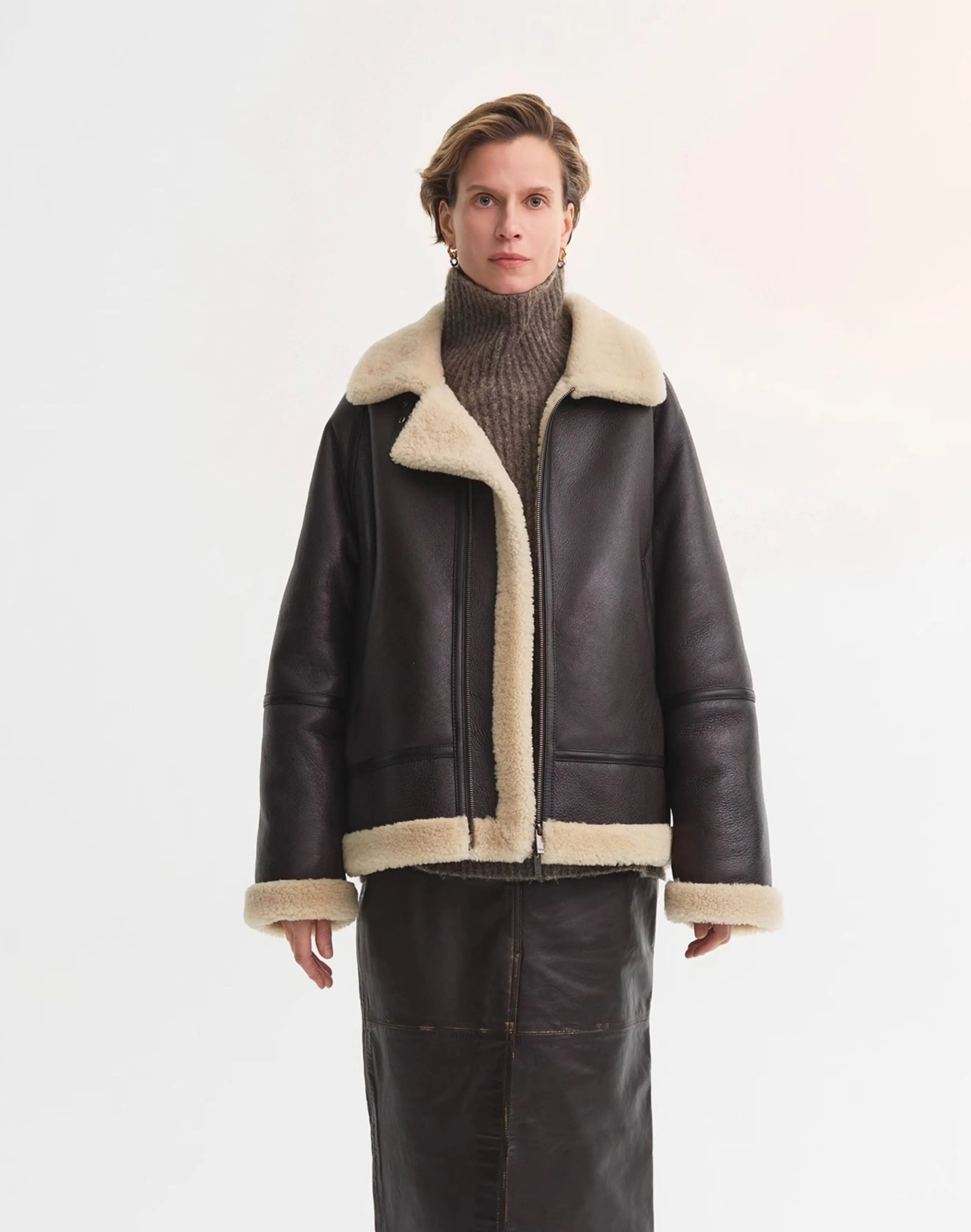 Oversized Shearling Aviator Jacket - Image 3