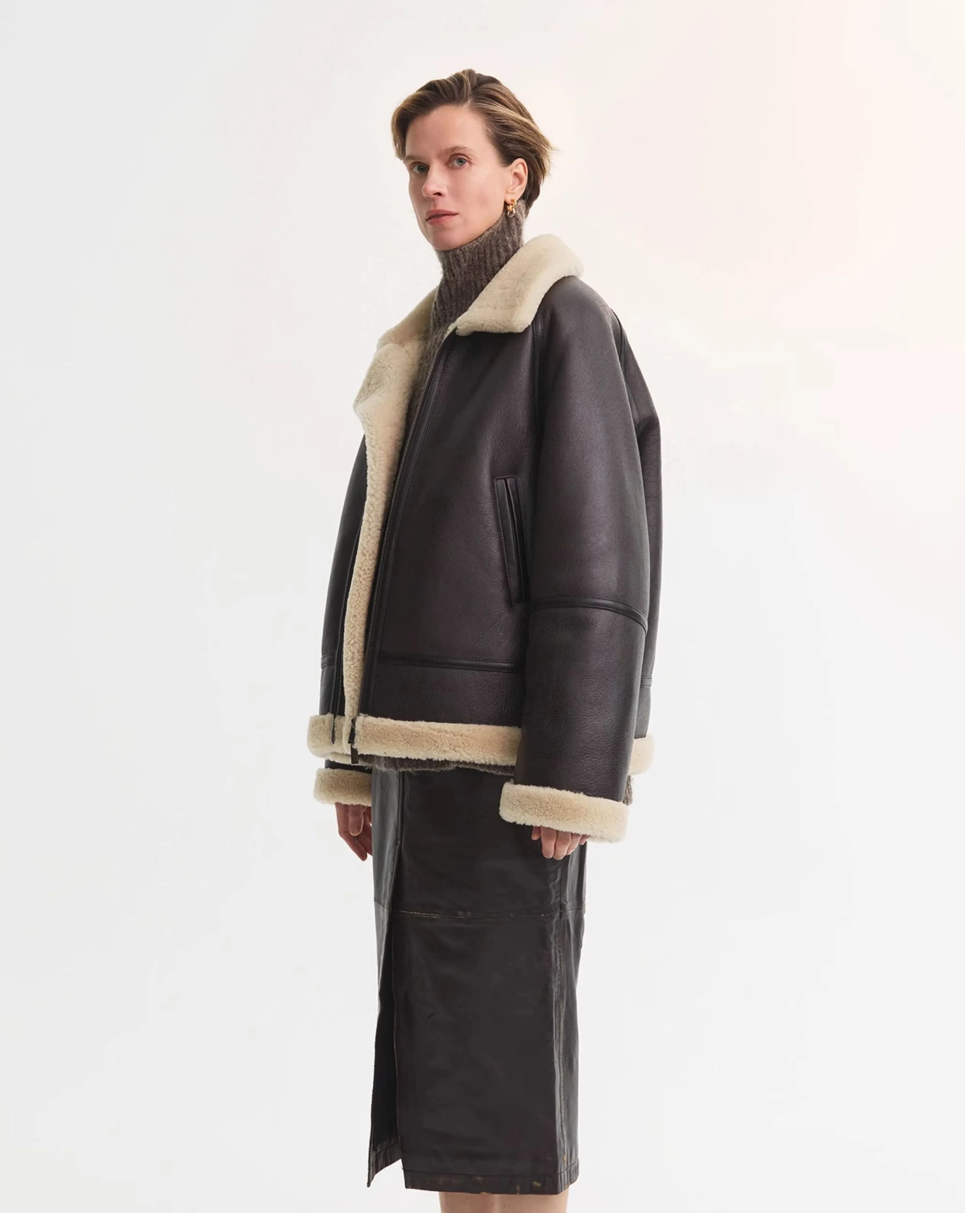 Oversized Shearling Aviator Jacket - Image 4