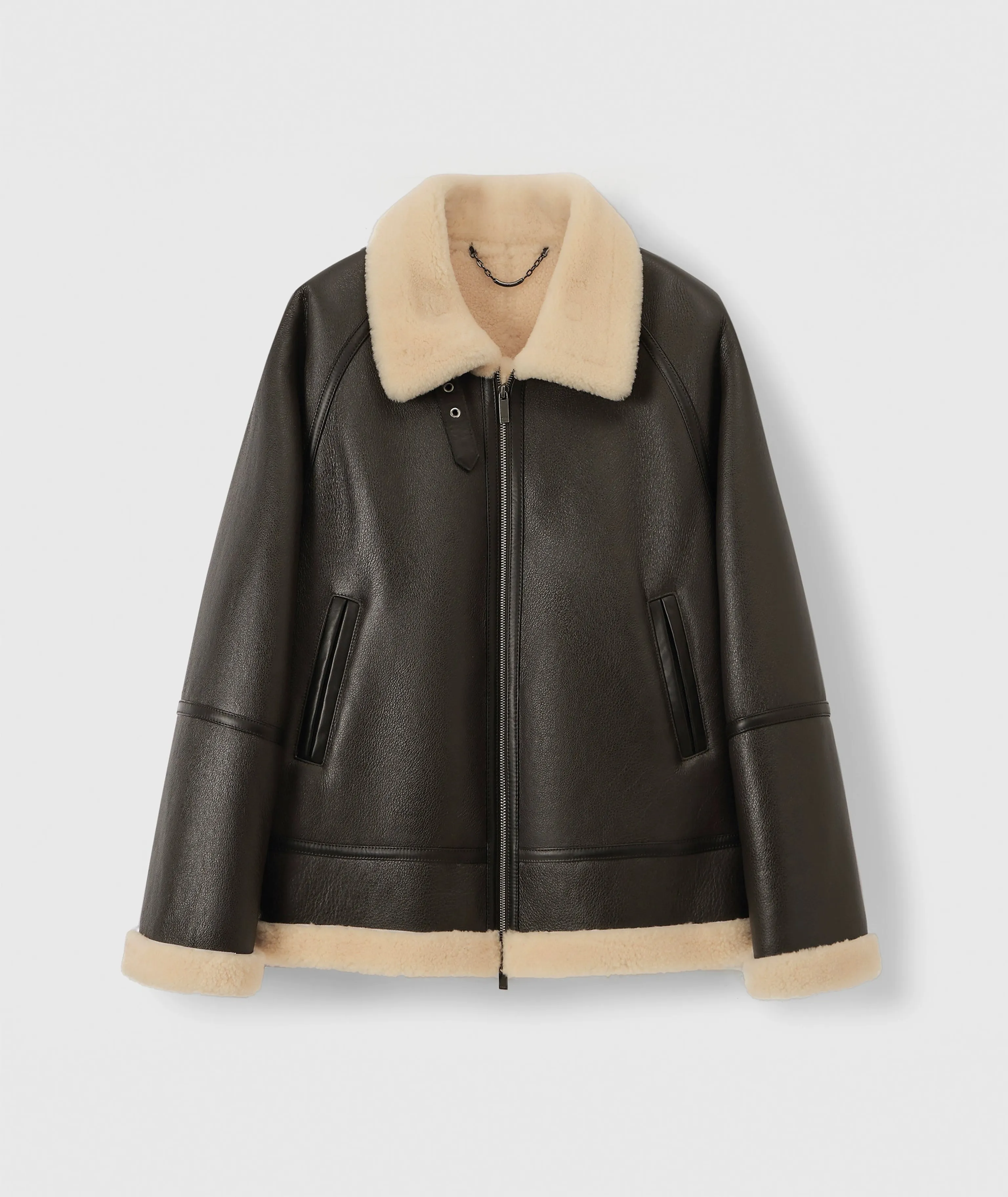 Oversized Shearling Aviator Jacket - Image 6