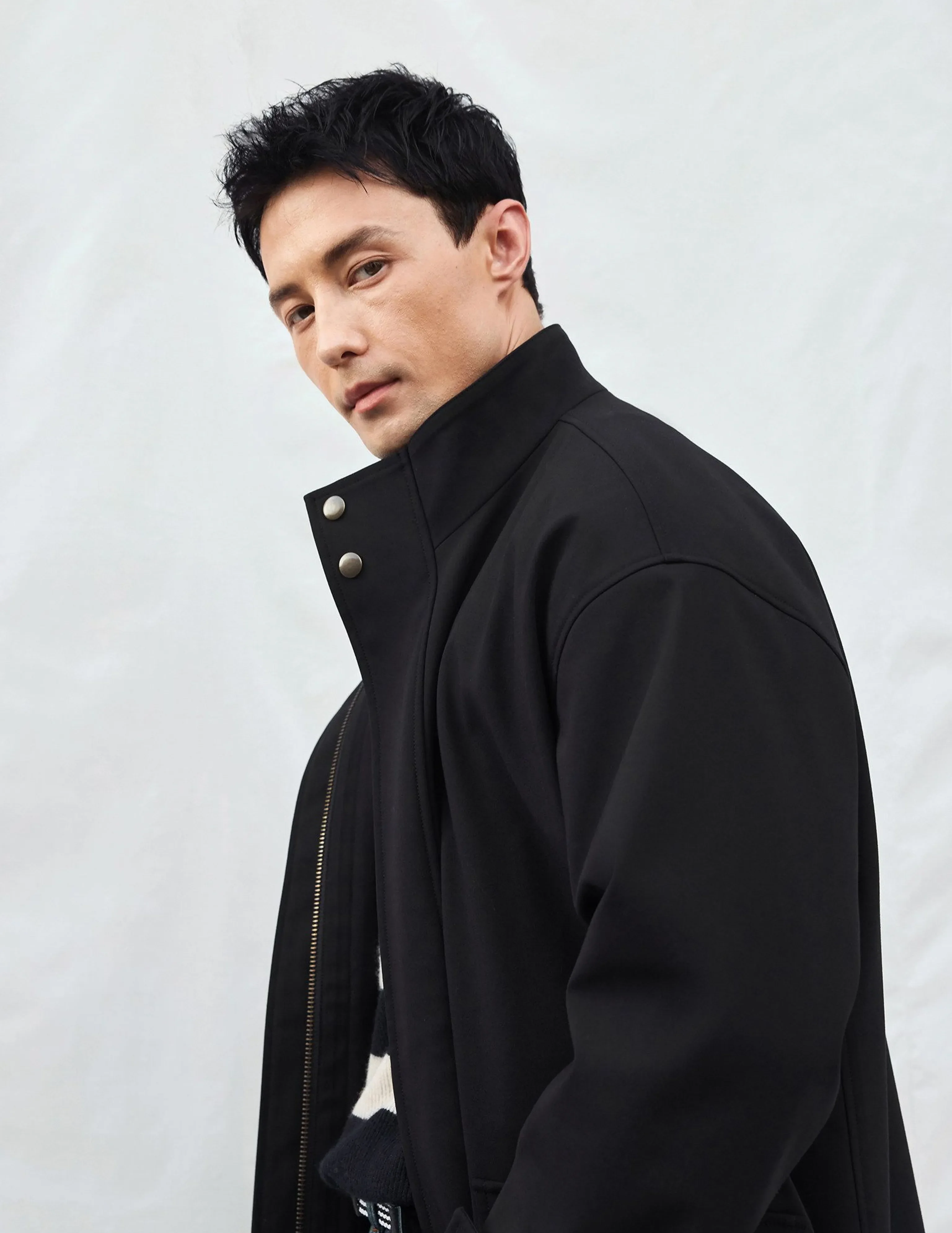 Oversized Stand-Collar Trench Coat - Image 6