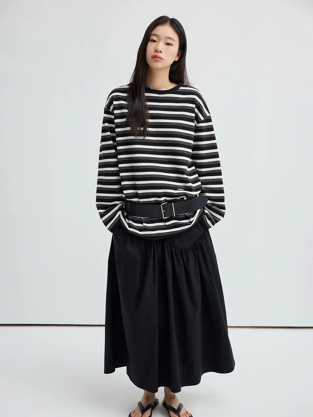 Oversized Striped Long Sleeve Crewneck Tee - Image 3