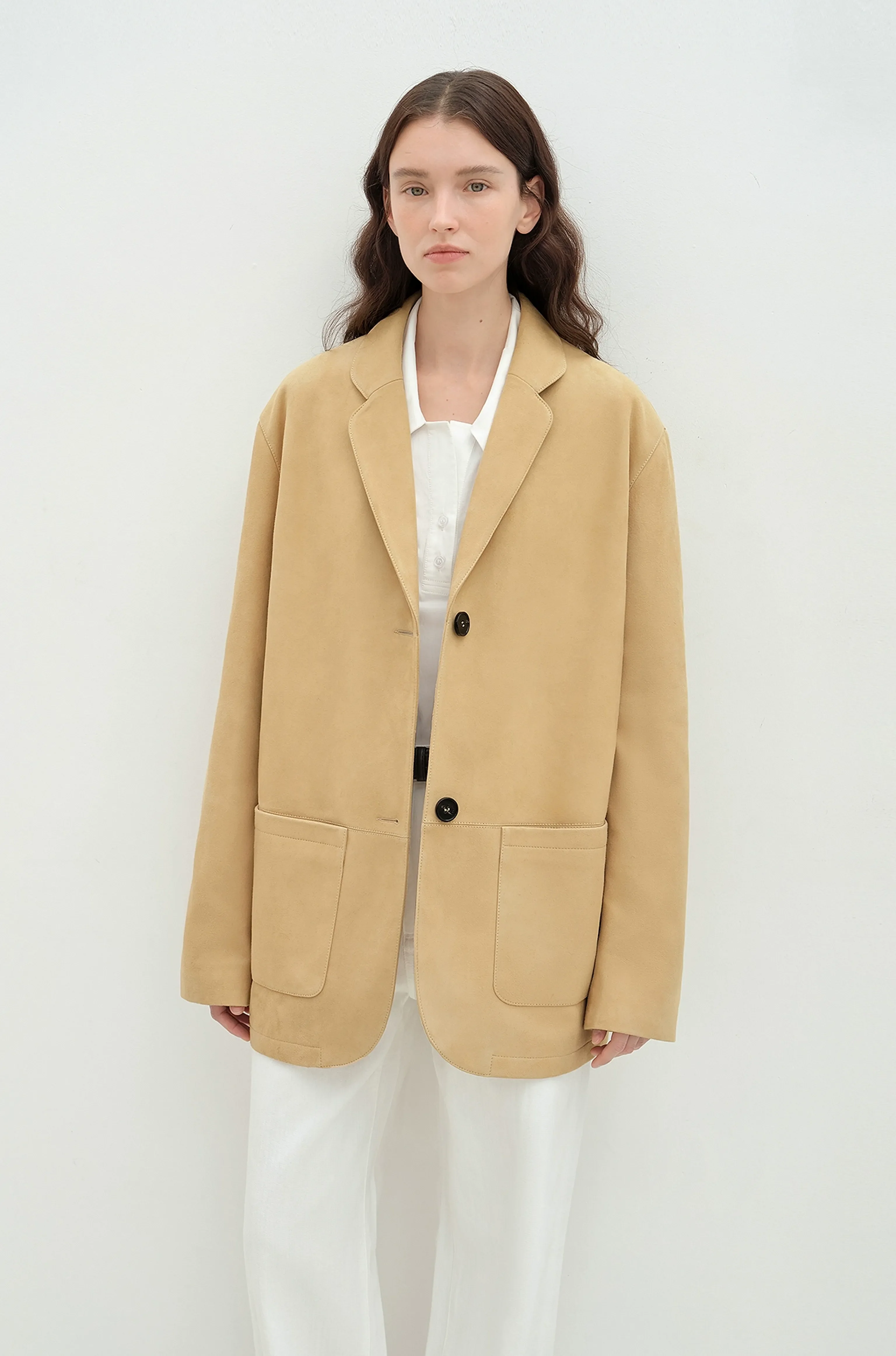 Oversized Suede Lambskin Blazer