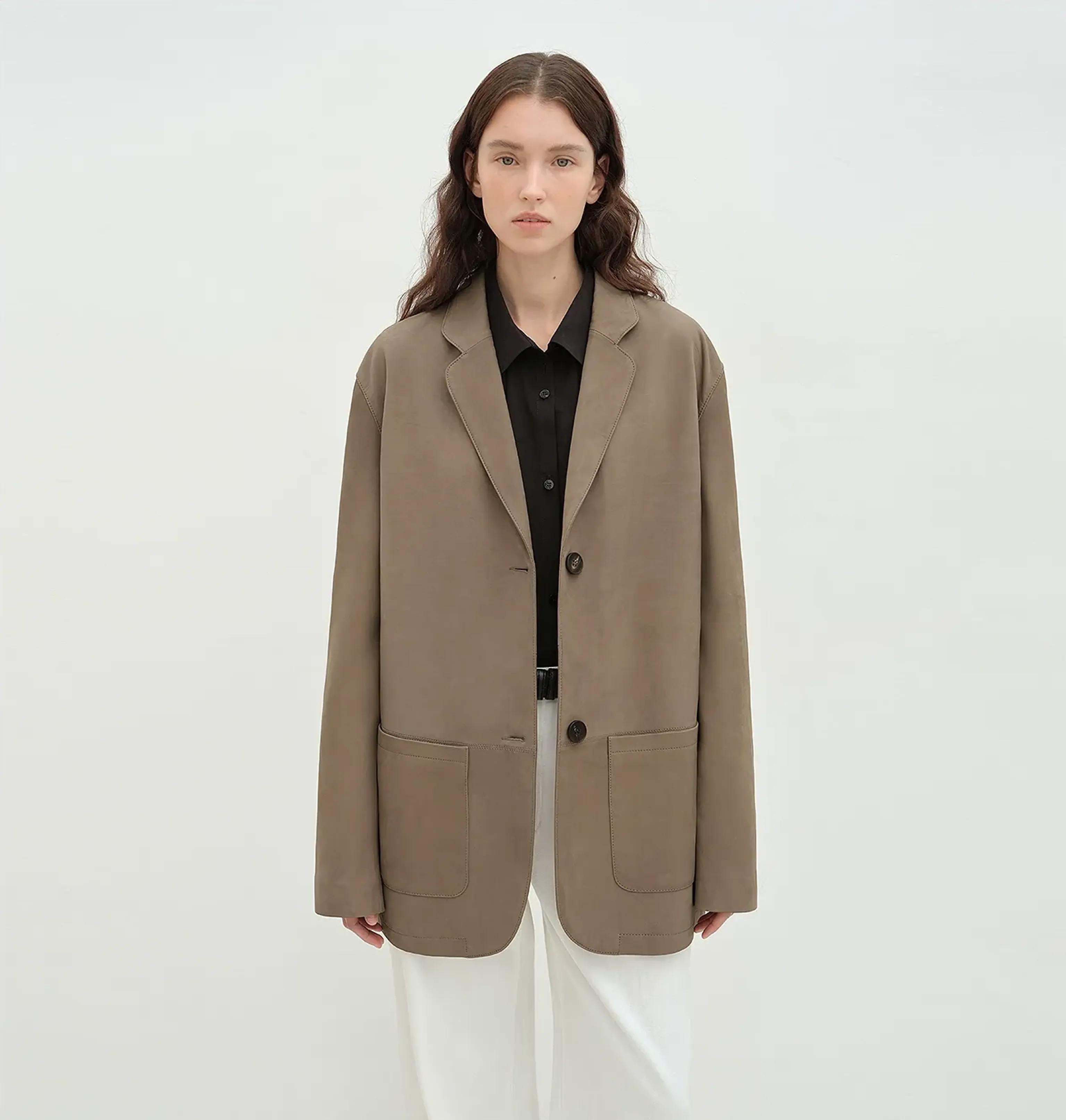 Oversized Suede Lambskin Blazer - Image 5