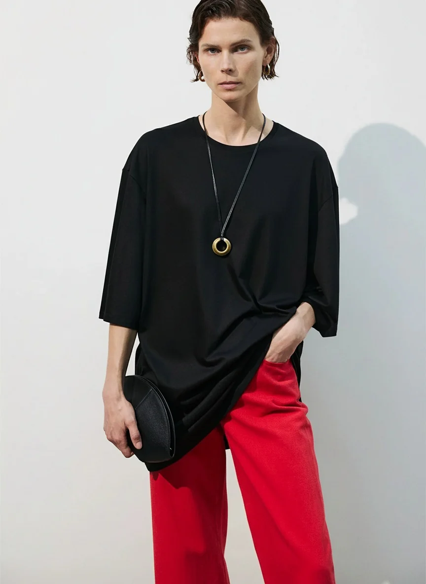 Oversized Tencel-Cotton Tee Dress - Image 2