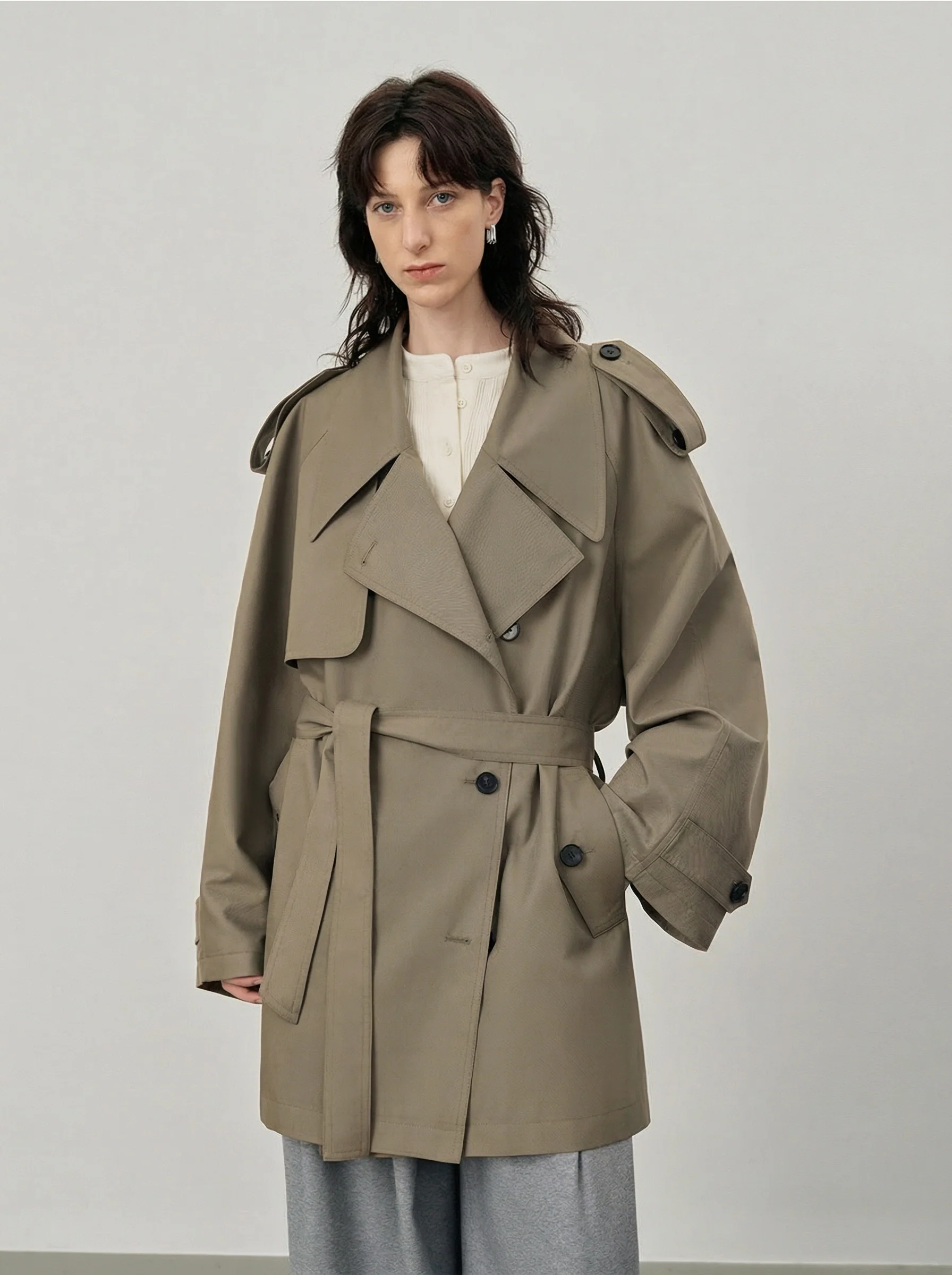 Oversized Tencel-Cotton Trench Coat