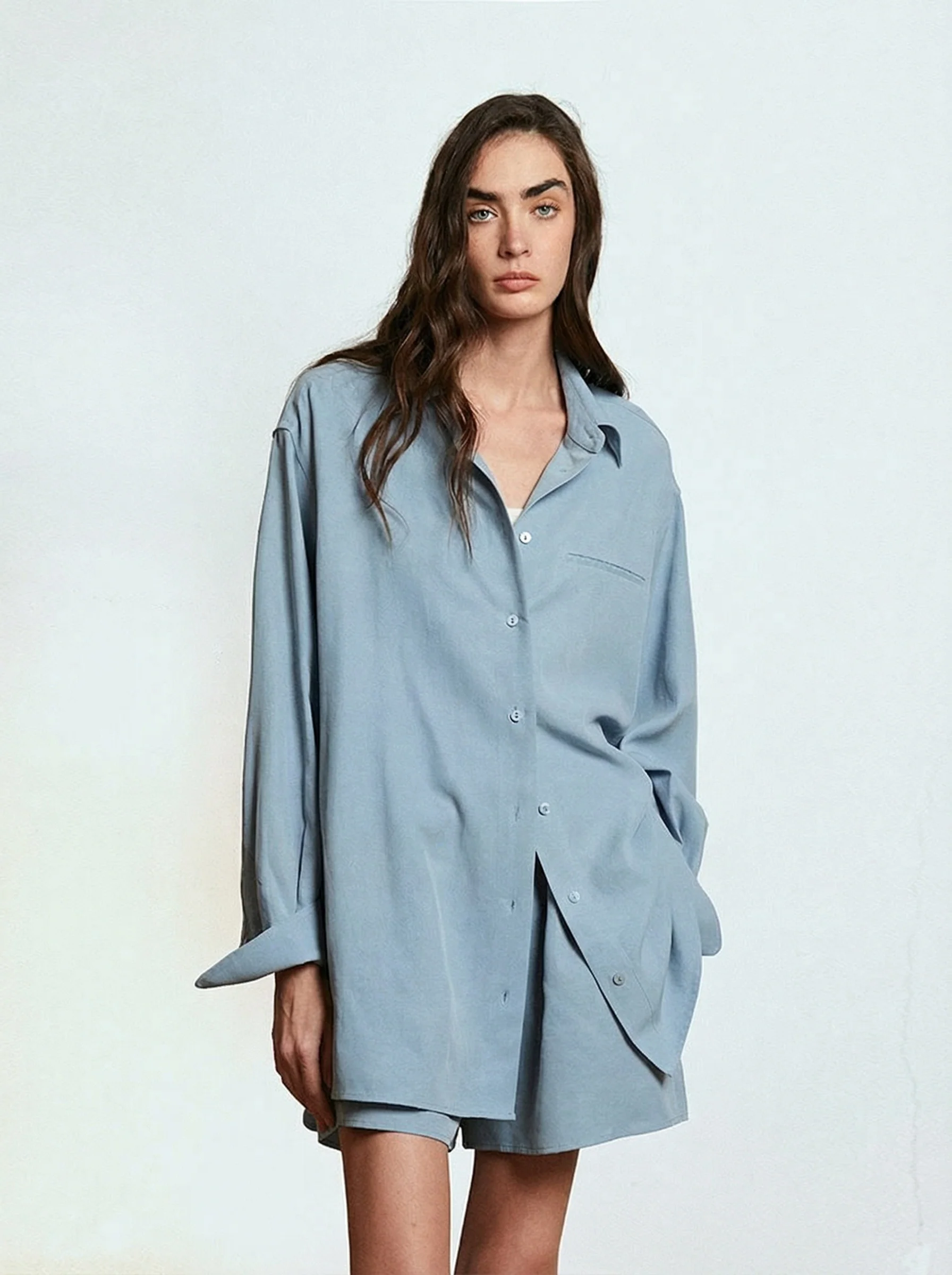 Oversized Tencel-Linen Shirt & Shorts Set - Image 6