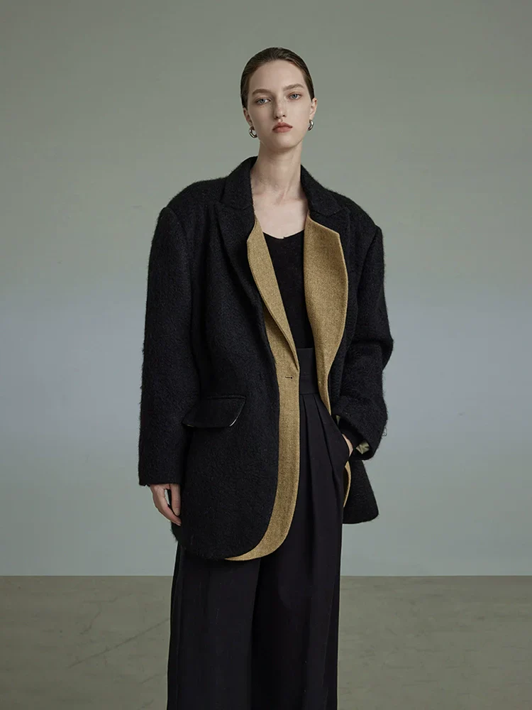 Oversized Two-Tone Wool Blazer - Image 3