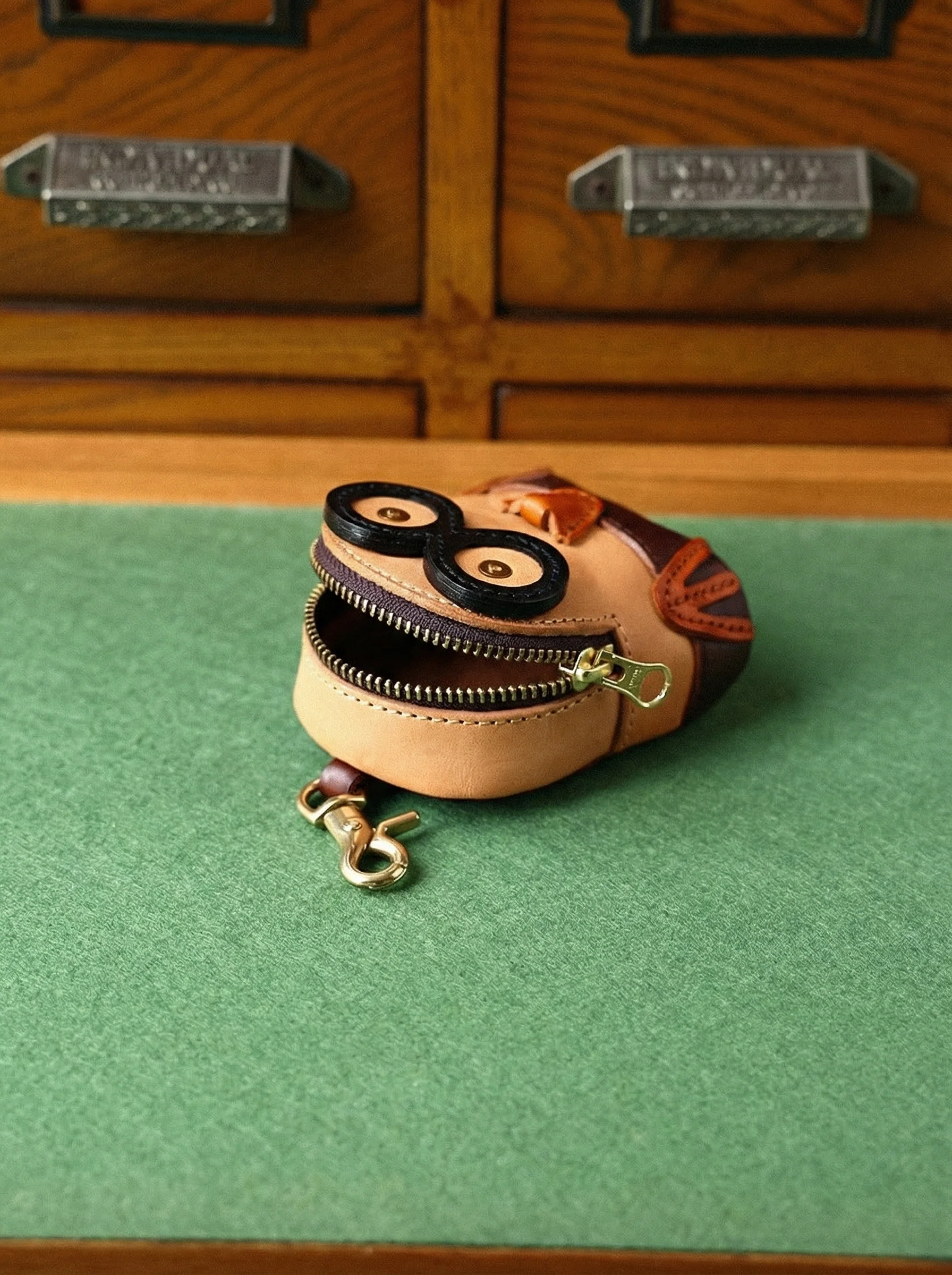 Owl Top Grain Leather Key Pouch - Image 7