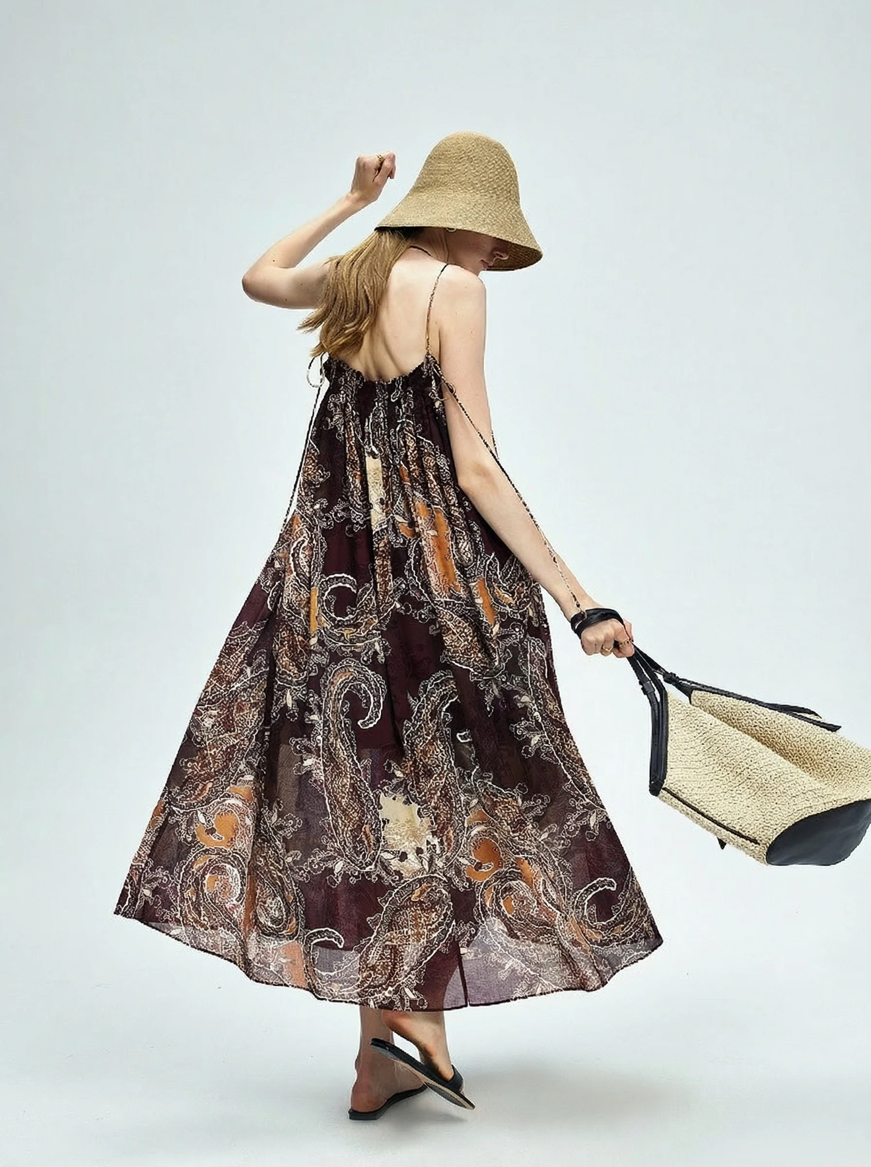 Paisley Cotton Midi Dress - Image 3