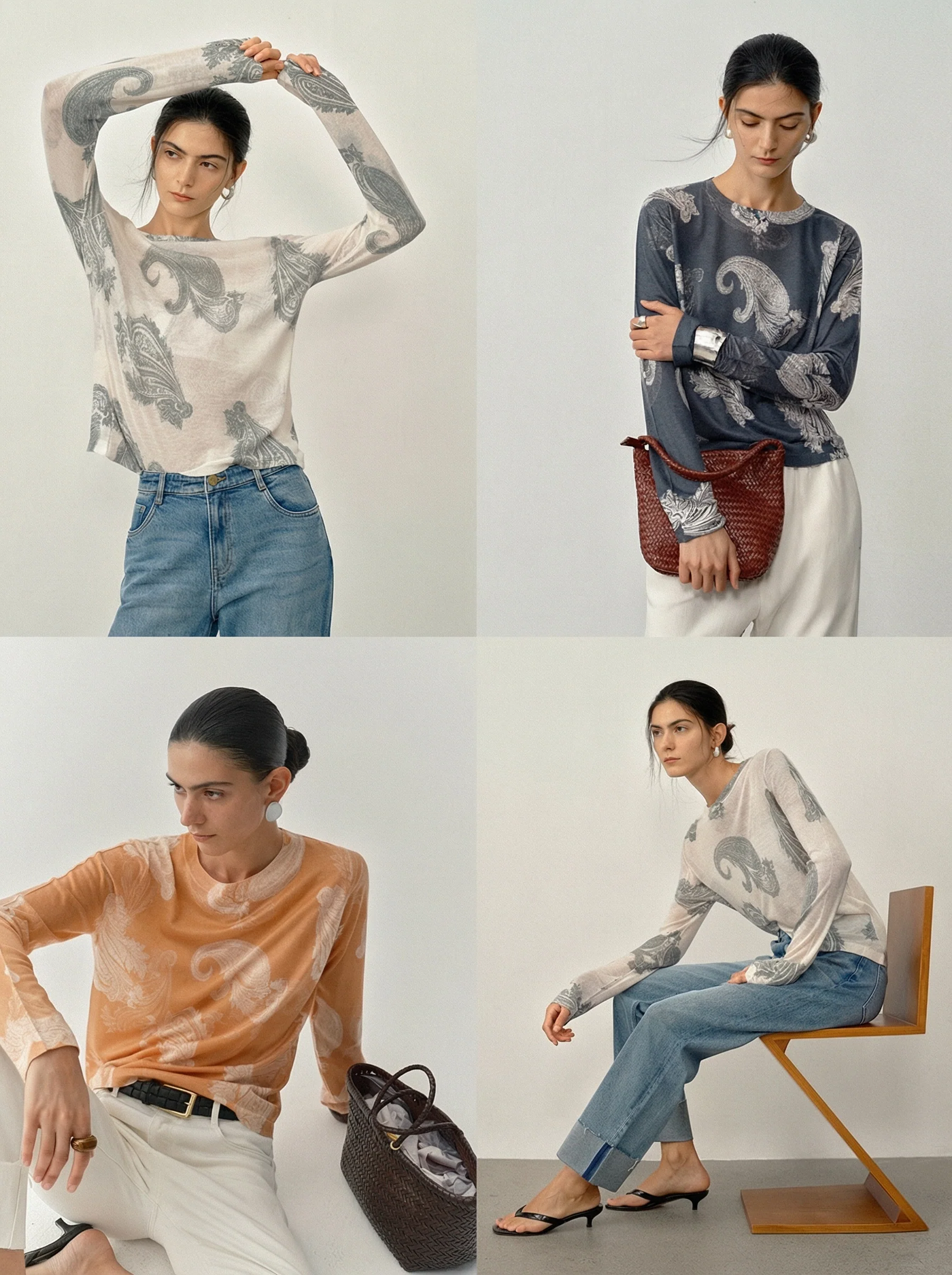 Paisley Merino Knit Long-Sleeve Top