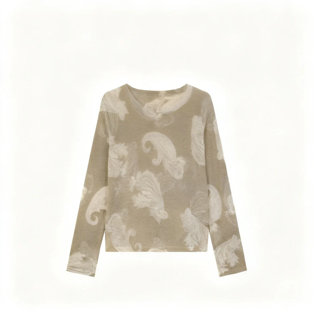 Paisley Merino Knit Long-Sleeve Top - Image 6