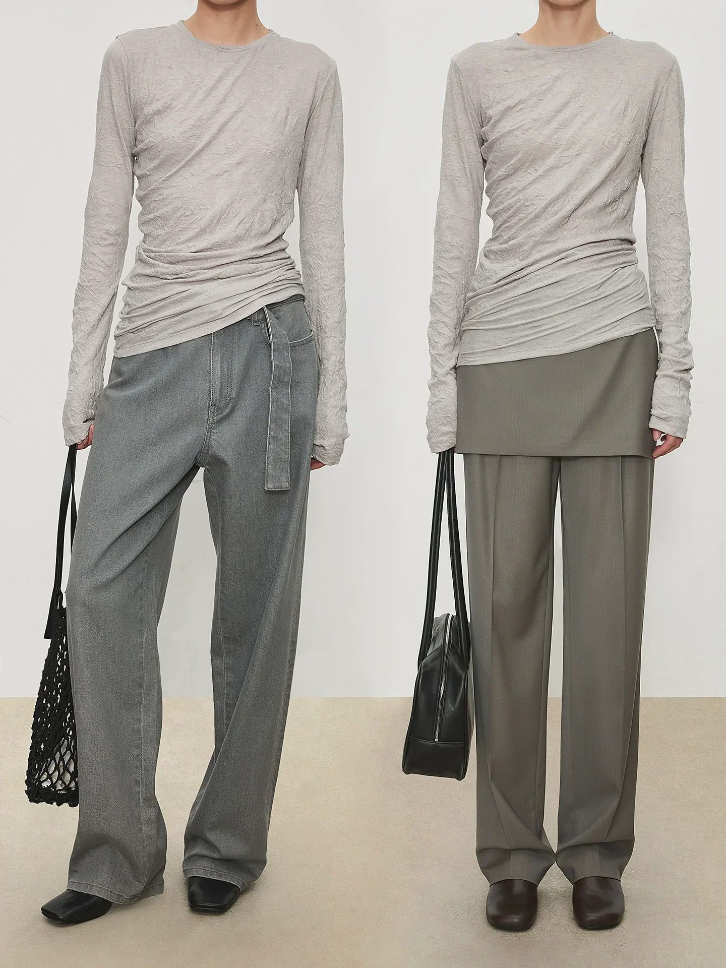 Paper-Feel Crinkle Long-Sleeve Top - Image 5