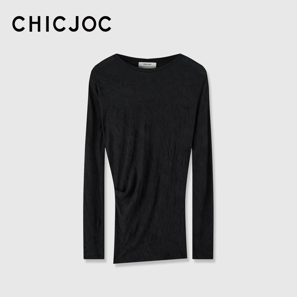 Paper-Feel Crinkle Long-Sleeve Top - Image 9