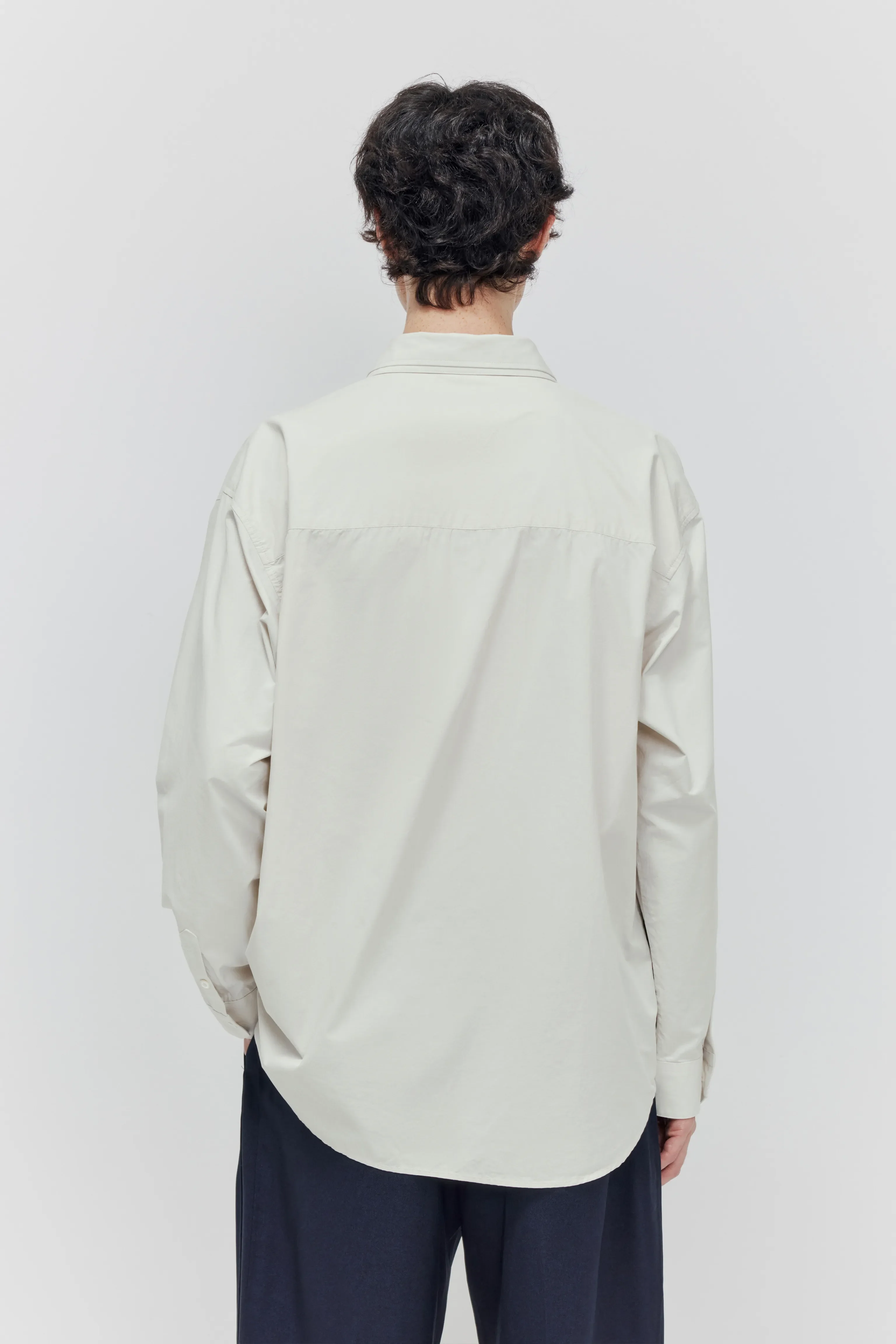 Paper-Textured Cotton Layered Collar Shirt - Image 5