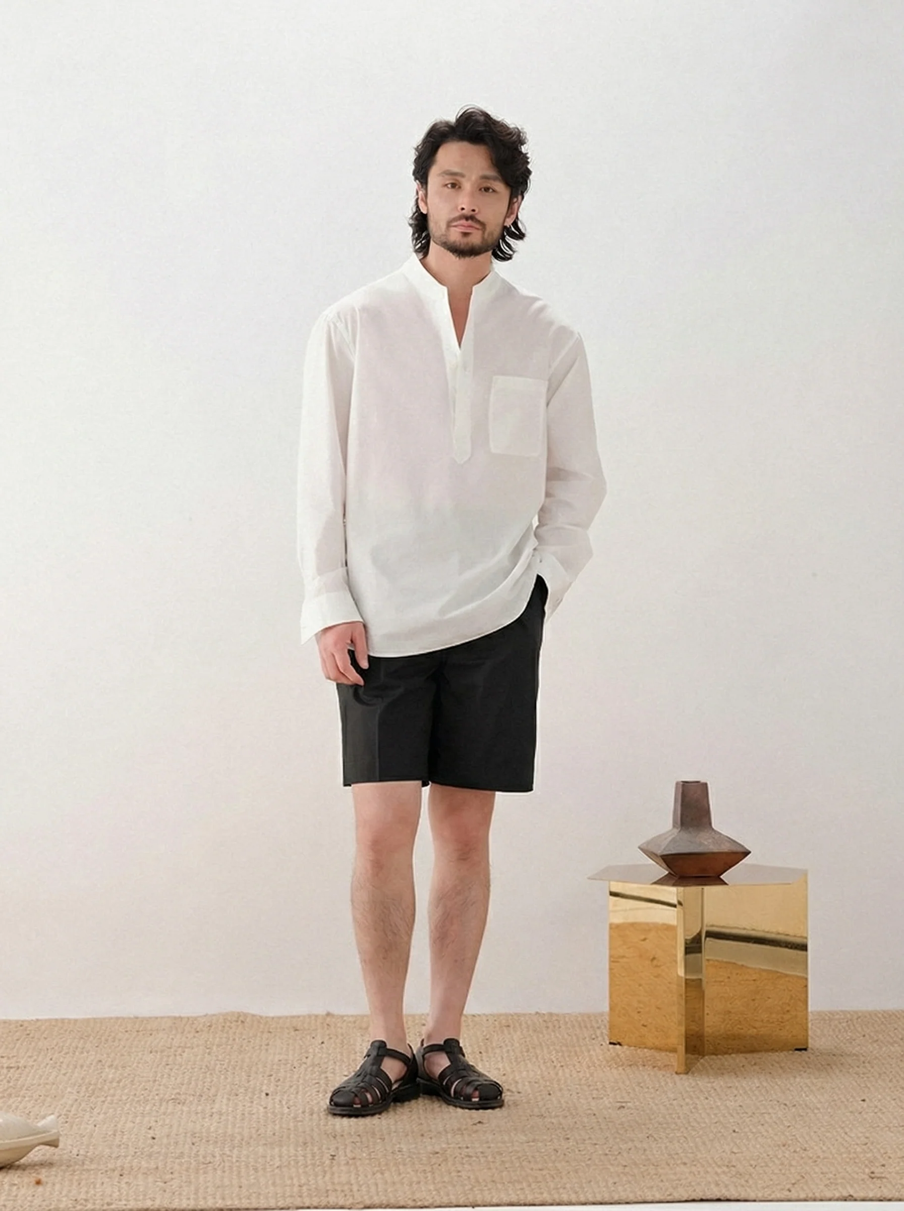 Paper-Touch Cotton Popover Shirt - Image 3