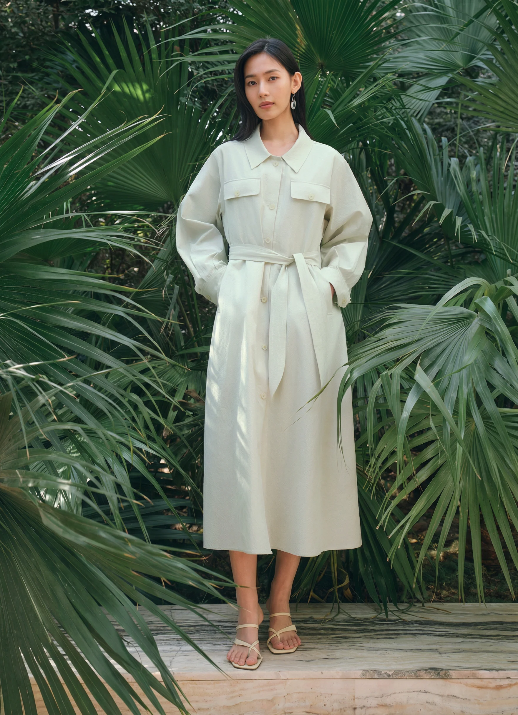 Paper-Touch Cotton Two-Way Trench Dress - Image 7