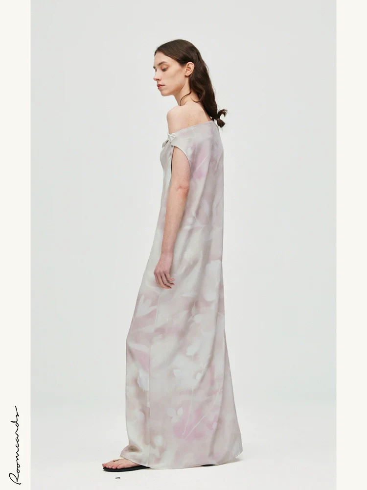 Pastel One-Shoulder Silk Dress - Image 2