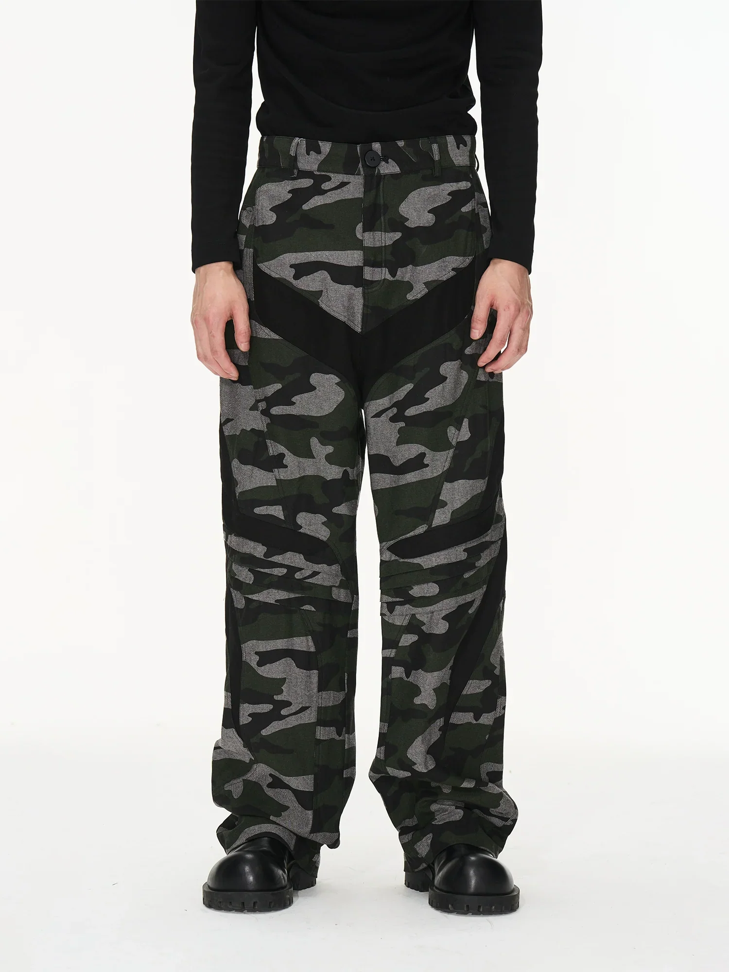 Patchwork Camouflage Cargo Pants - Image 2