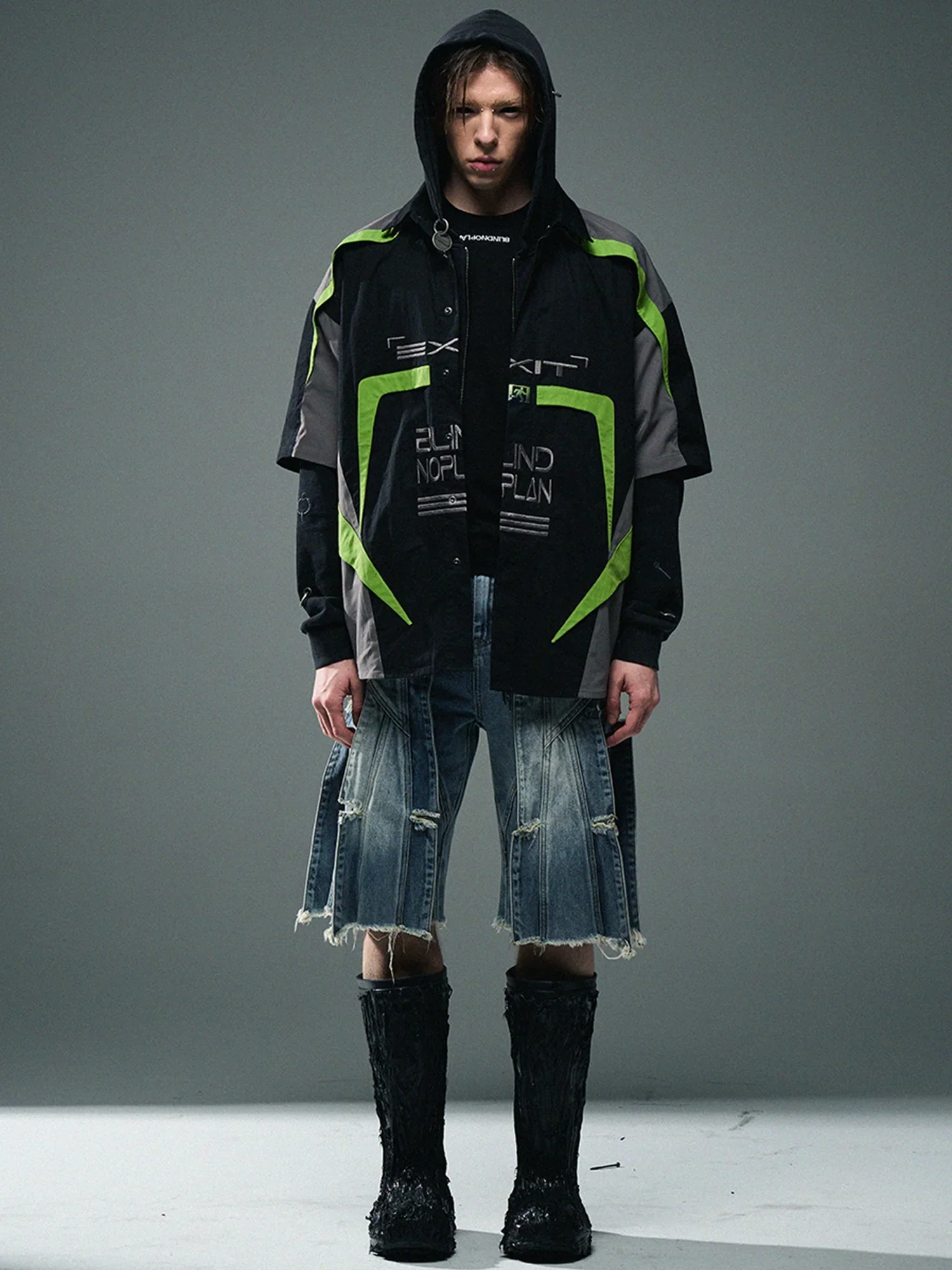 Patchwork Denim Shorts - Image 4