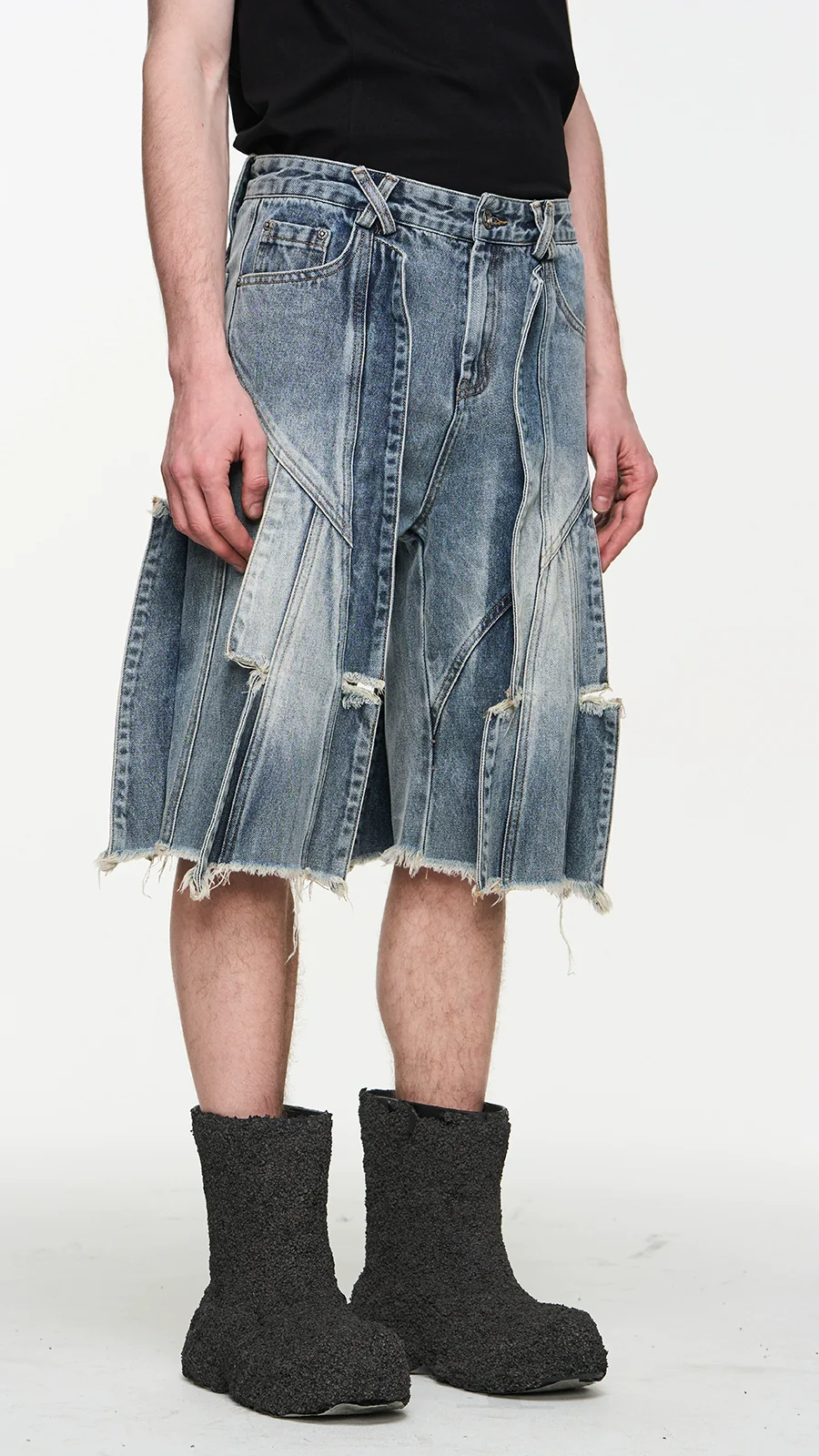 Patchwork Denim Shorts - Image 5