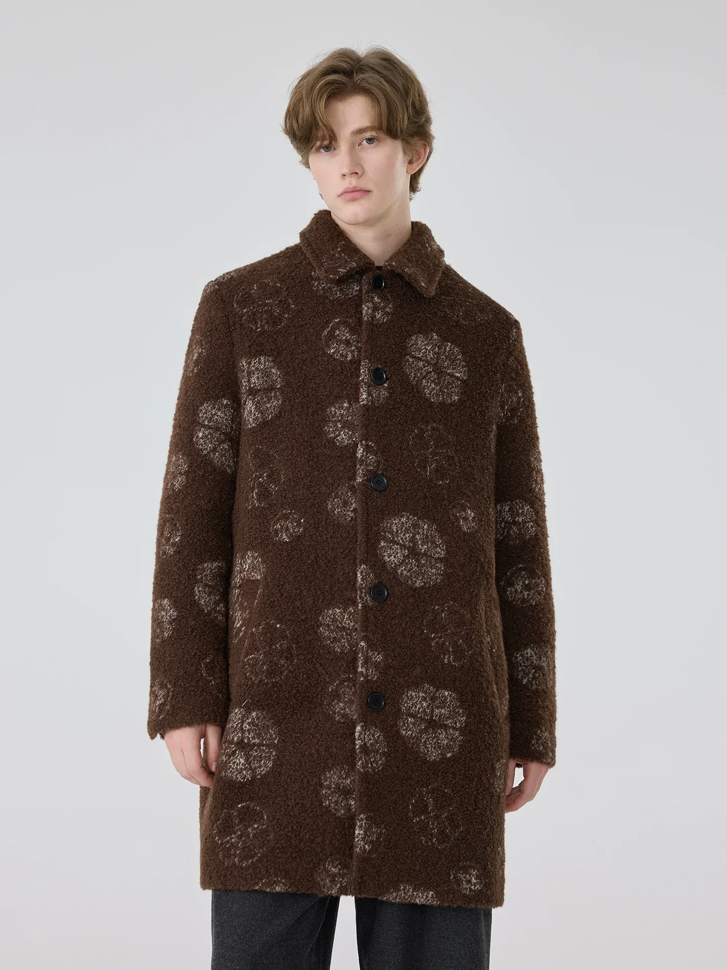 Patterned Bouclé Overcoat