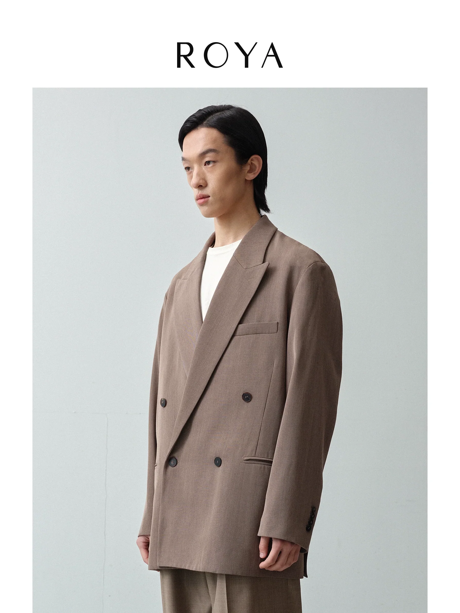 Peak-Lapel Double-Breasted Blazer