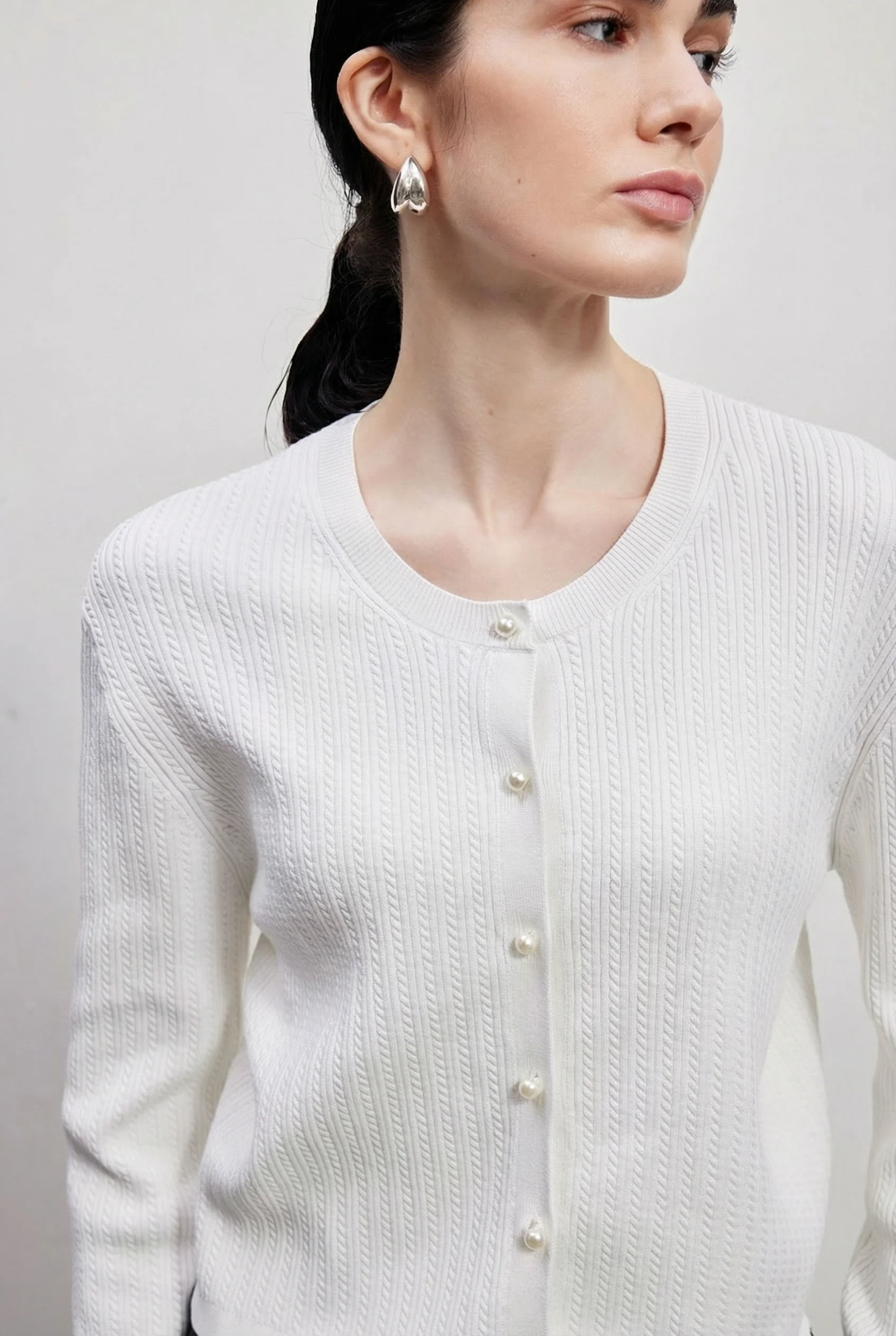 Pearl-Button Cable Cardigan & Vest Set - Image 10