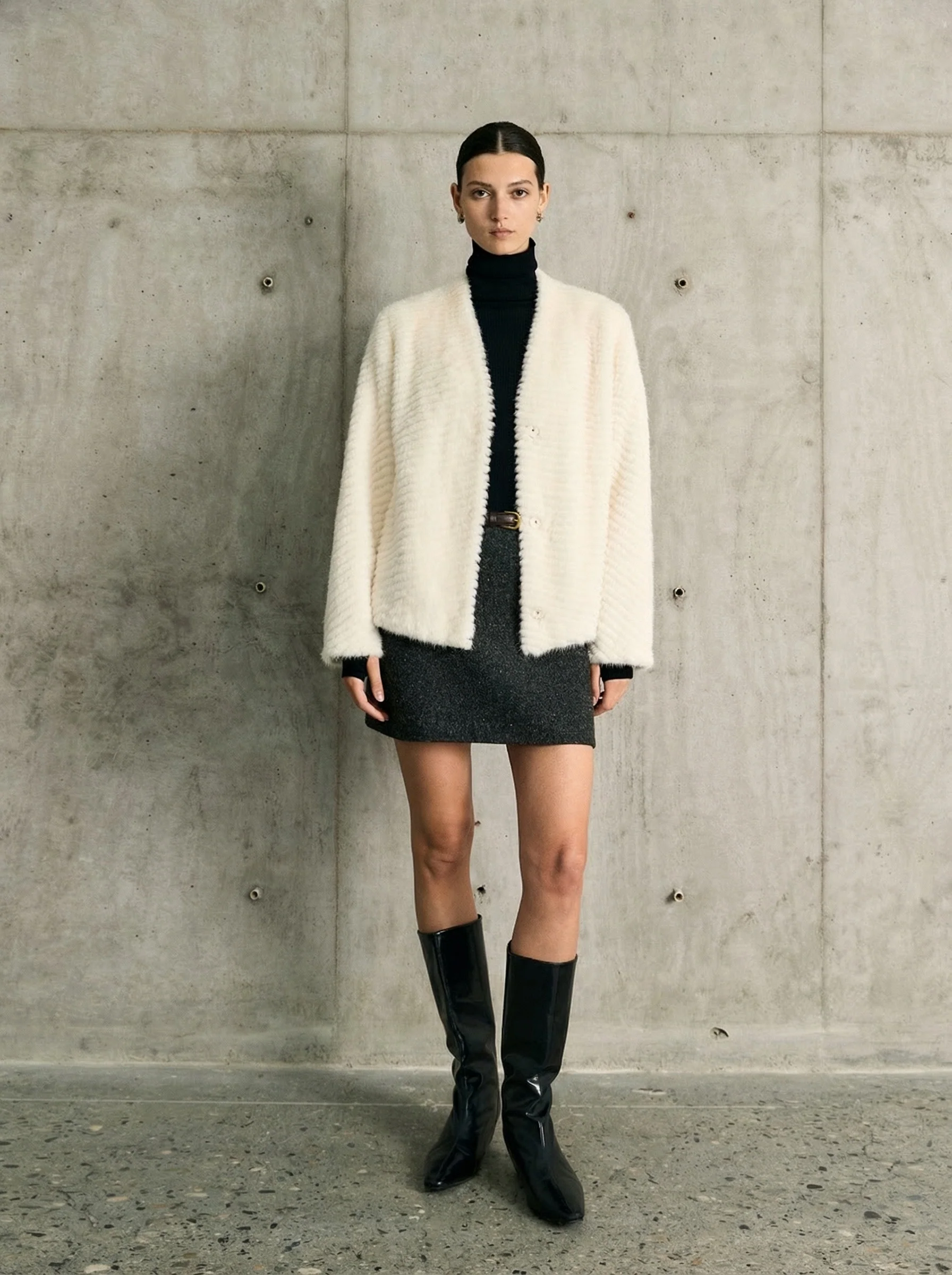 Pearl Mink Collarless Jacket - Image 6
