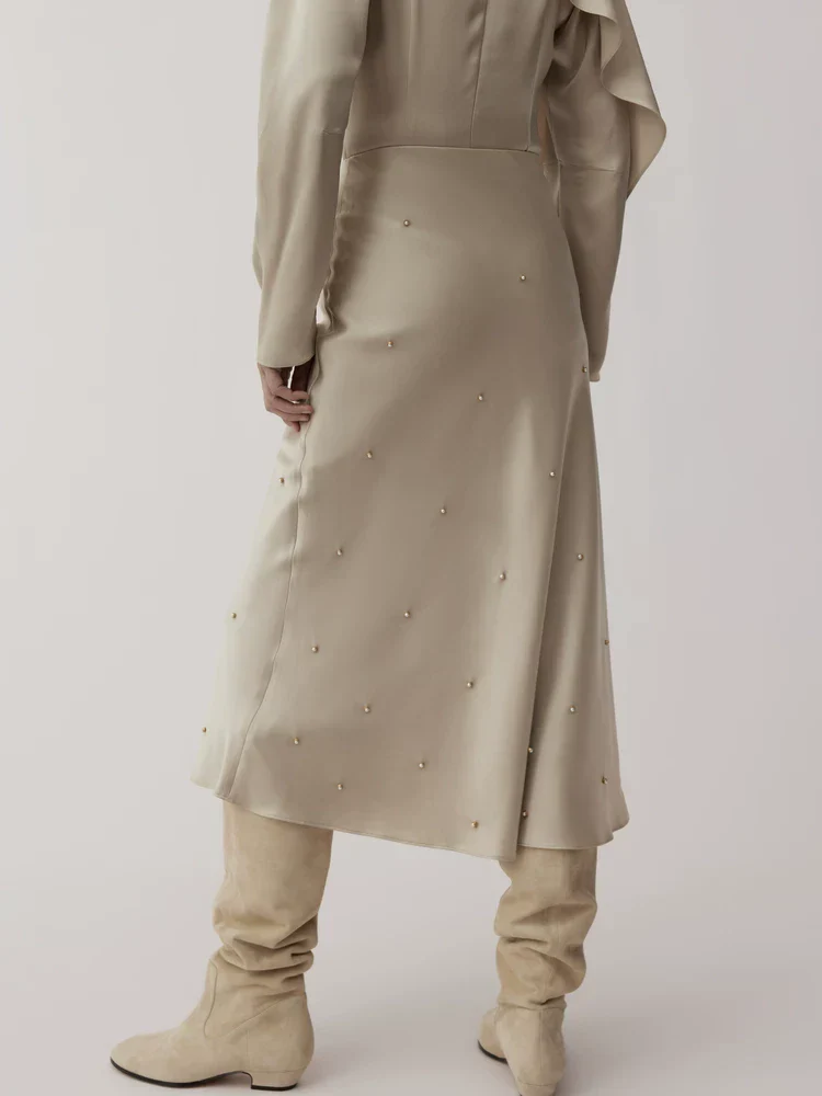 Pearl Satin Midi Skirt - Image 3
