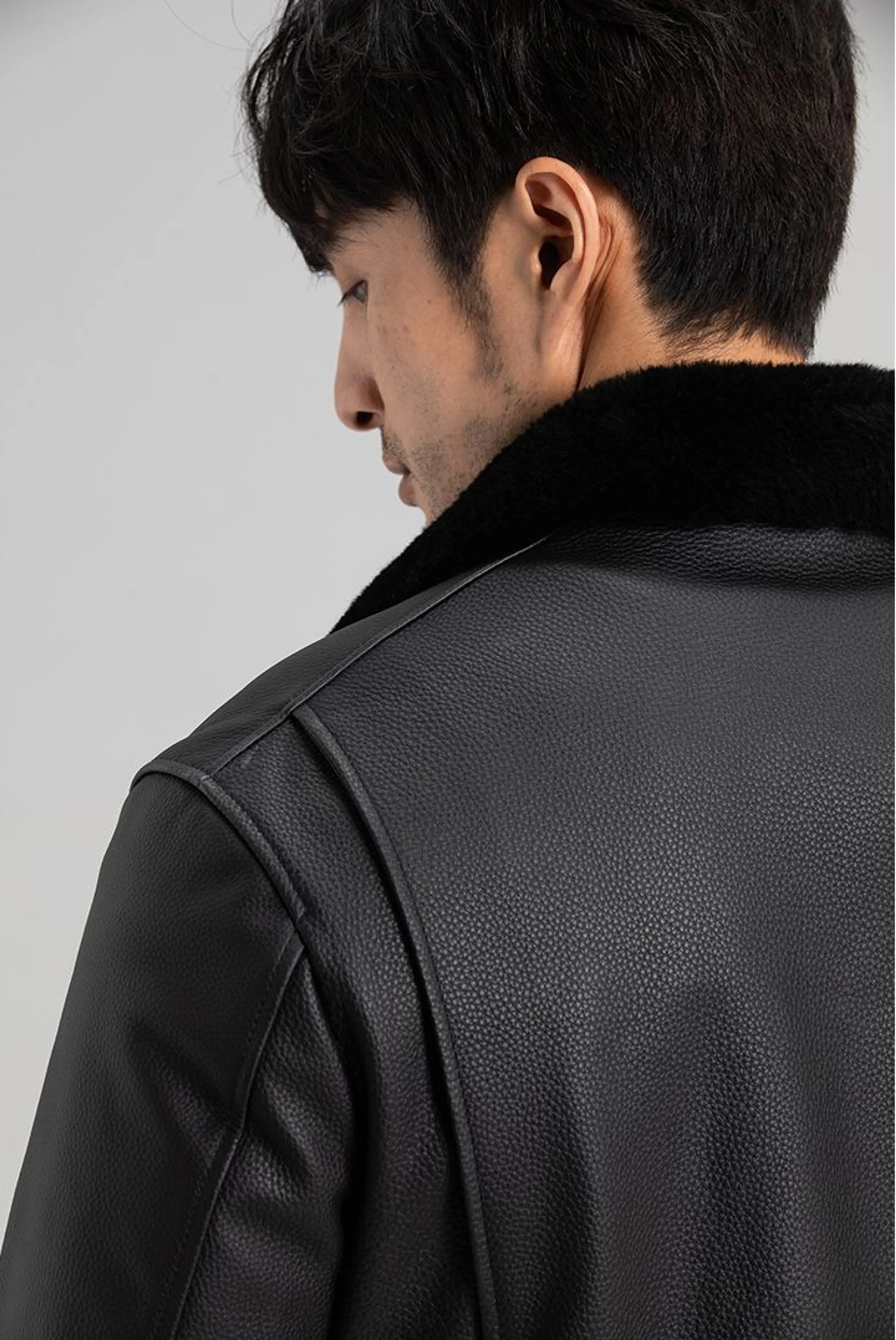 Pebbled Cowhide Bomber Jacket - Image 3