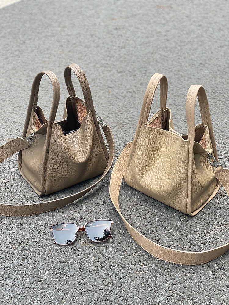 Pebbled Cowhide Bucket Bag - Image 7