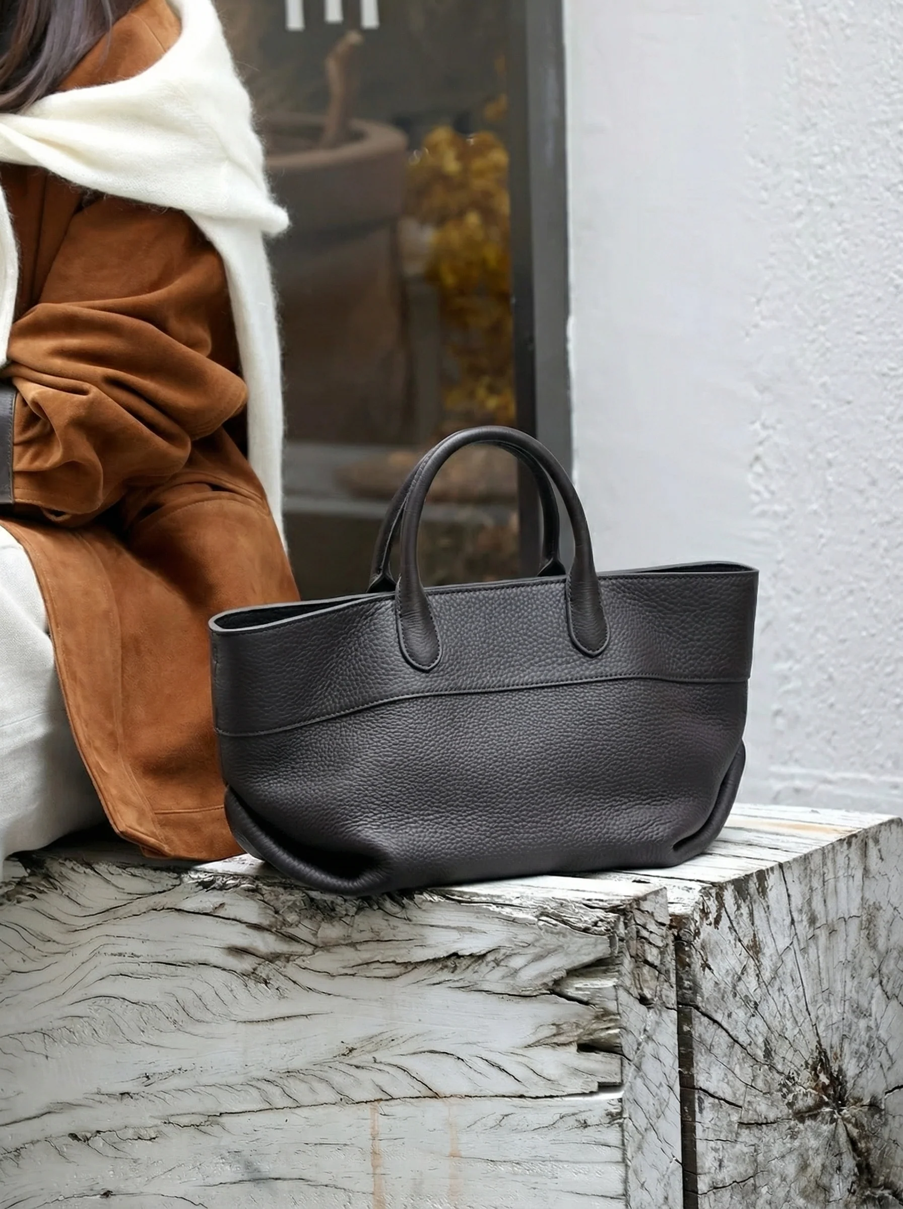 Pebbled Cowhide Zip Tote
