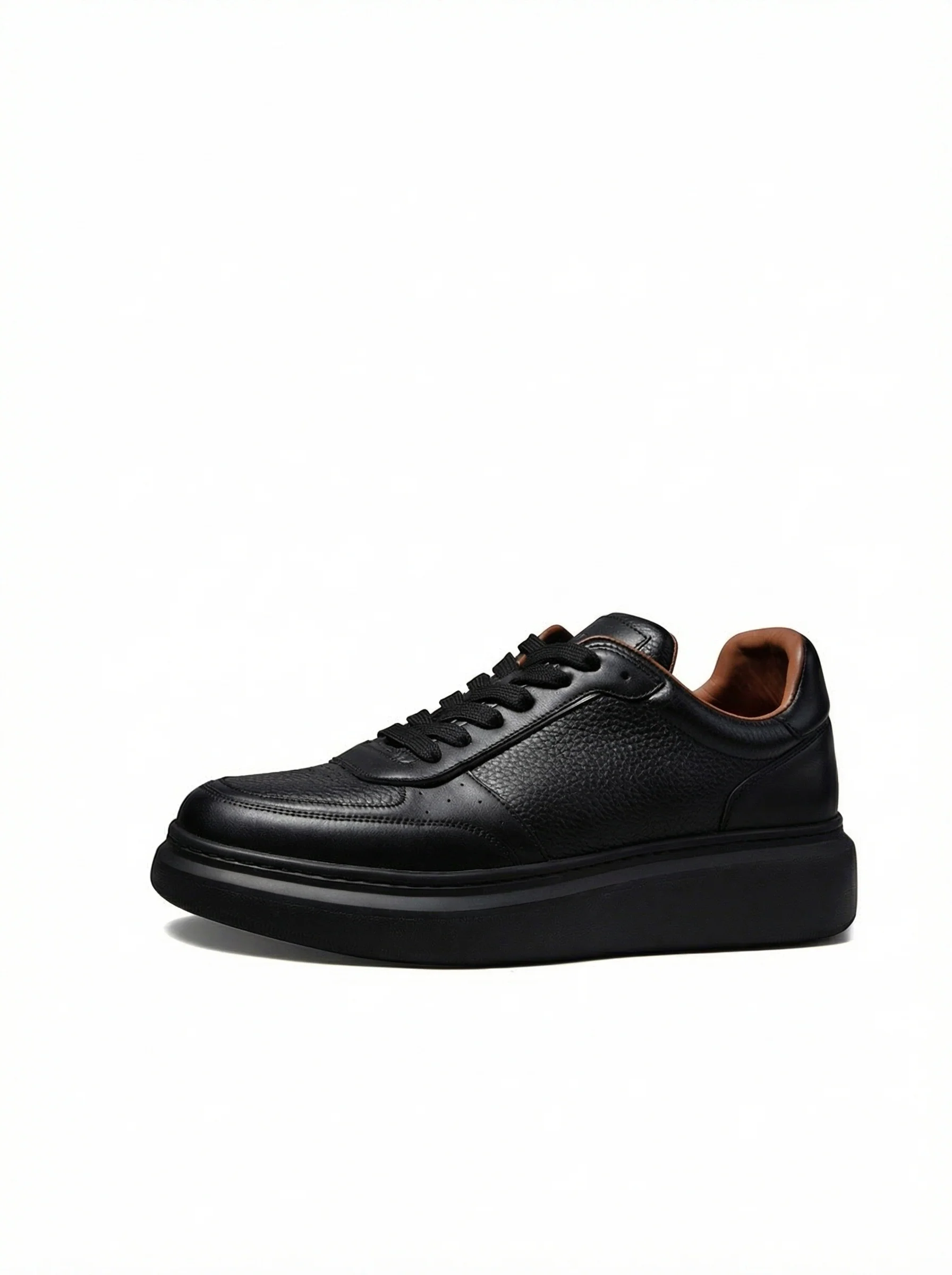 Pebbled Faux Leather Platform Sneakers - Image 3