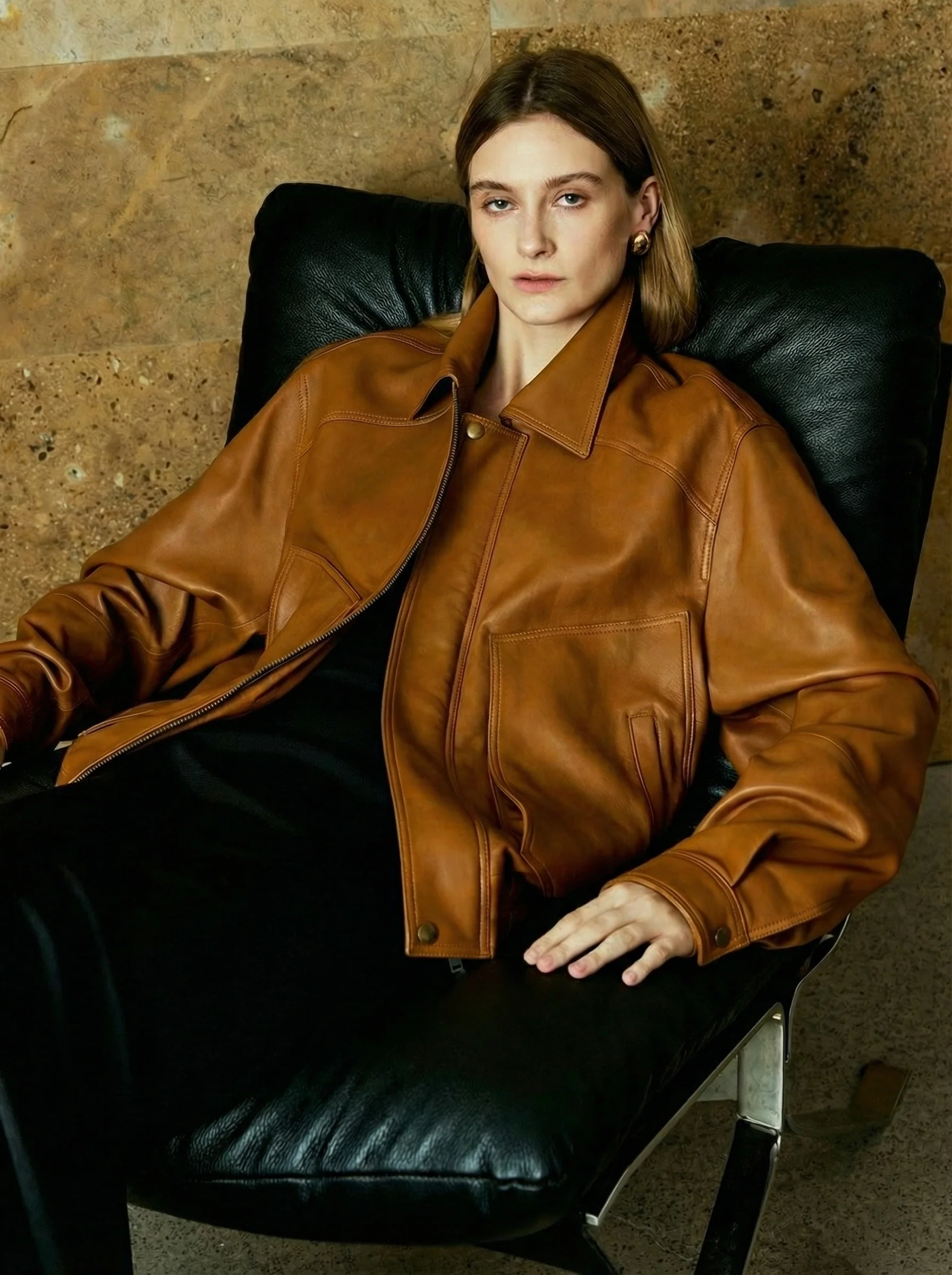 Pebbled Lambskin Blouson Jacket - Image 6