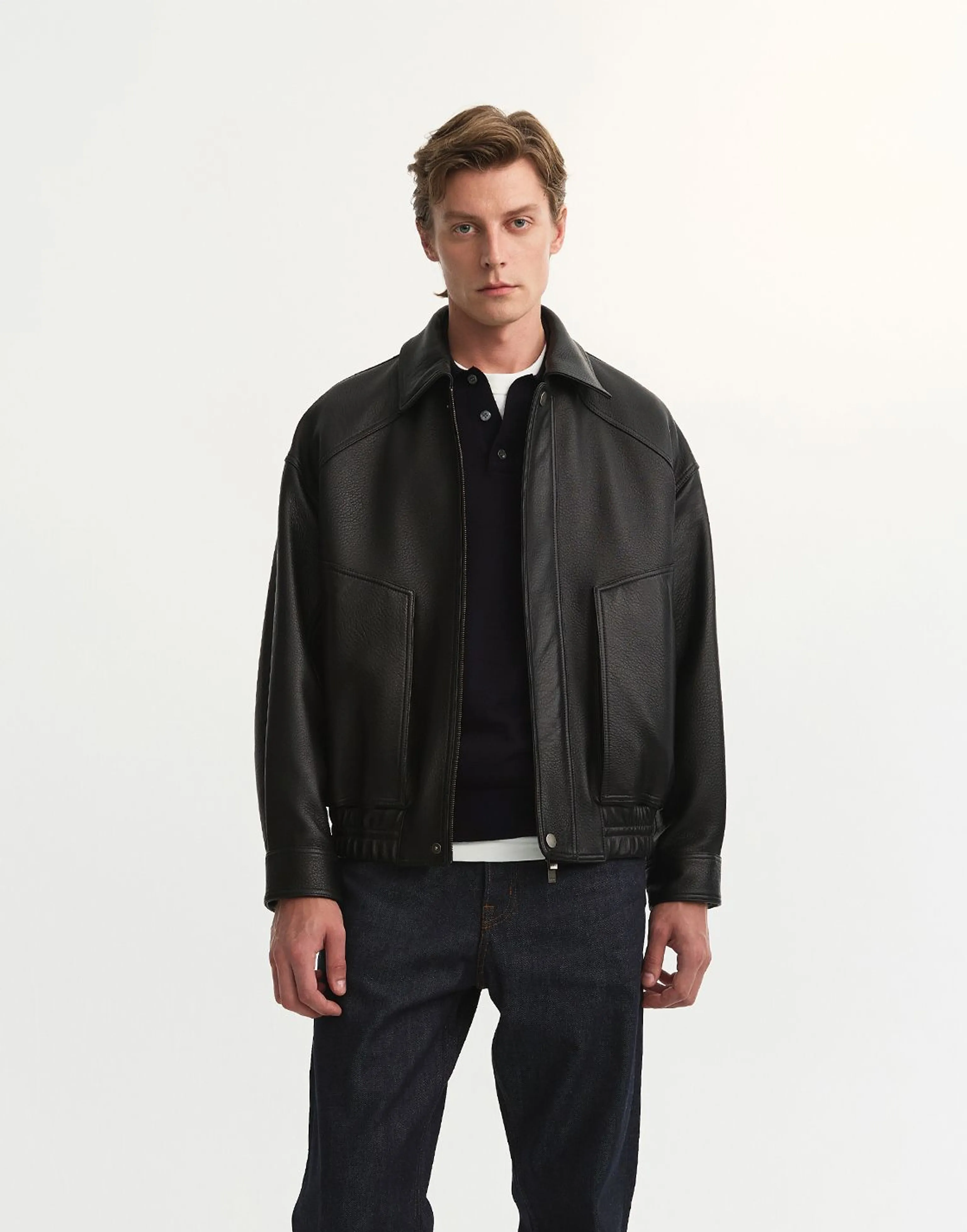 Pebbled Lambskin Blouson Jacket - Image 3
