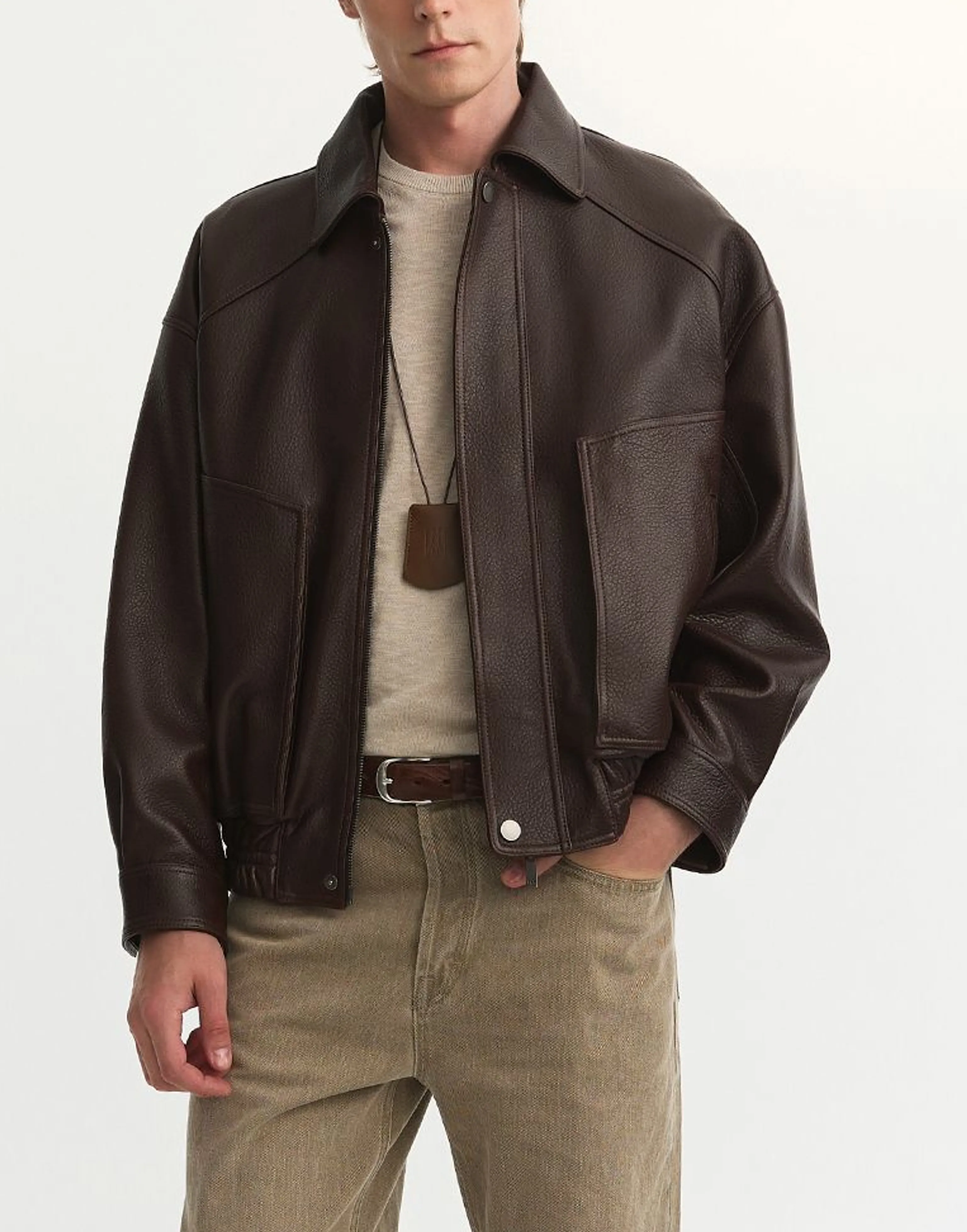 Pebbled Lambskin Blouson Jacket - Image 5