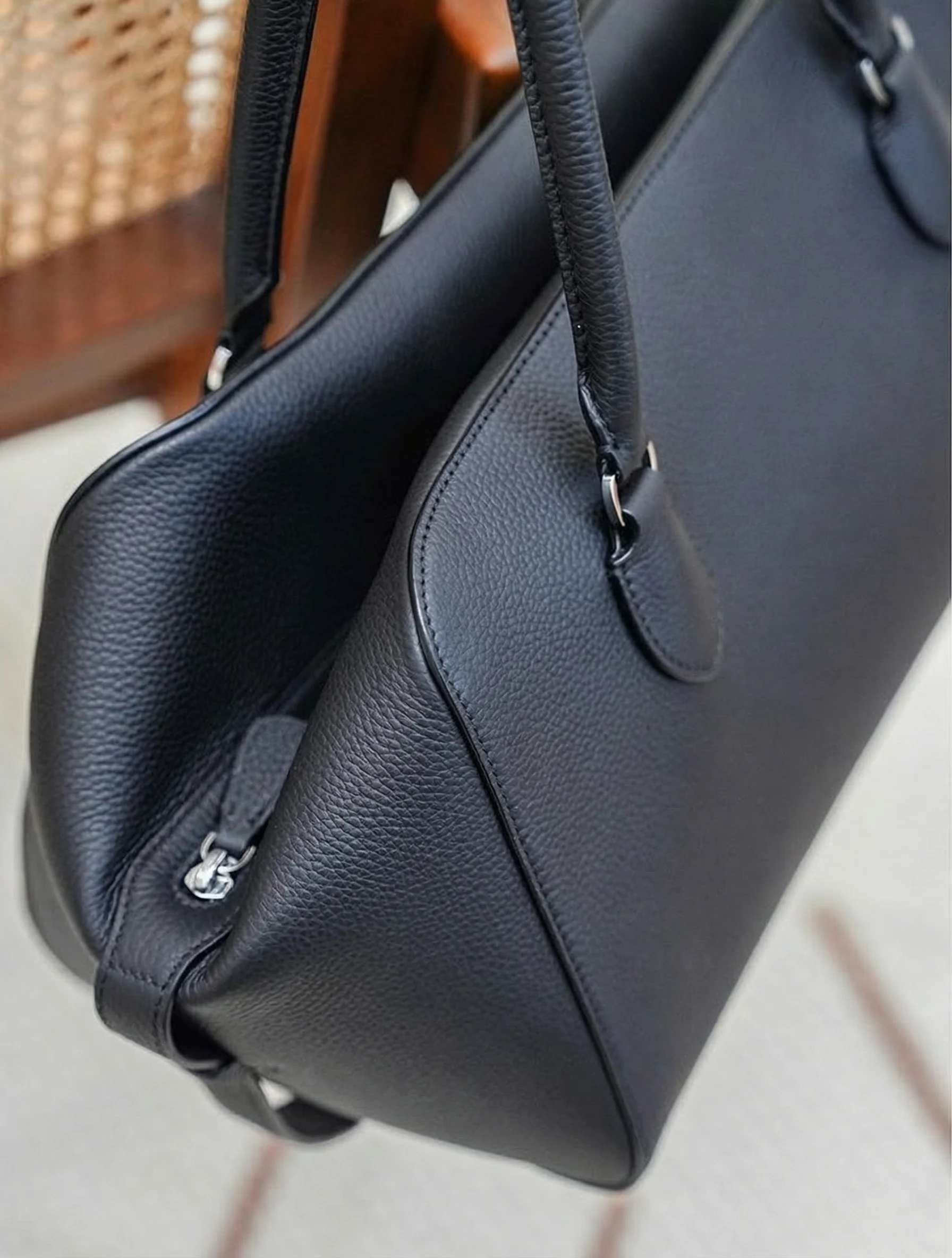 Pebbled Leather Bowling Bag - Image 4