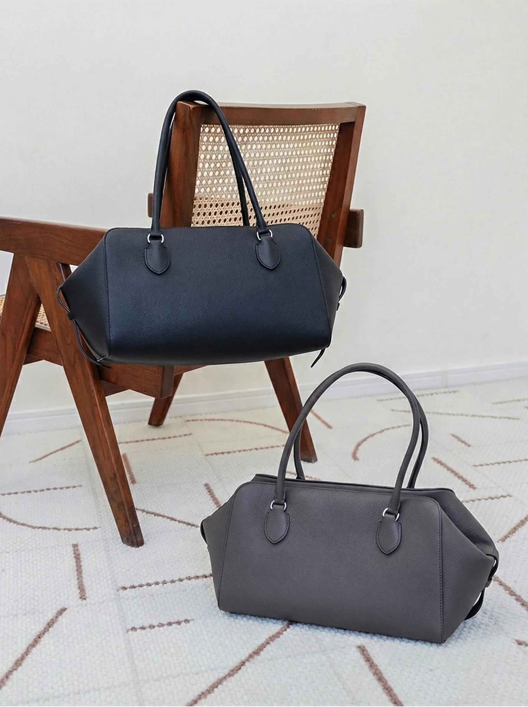 Pebbled Leather Bowling Bag - Image 5