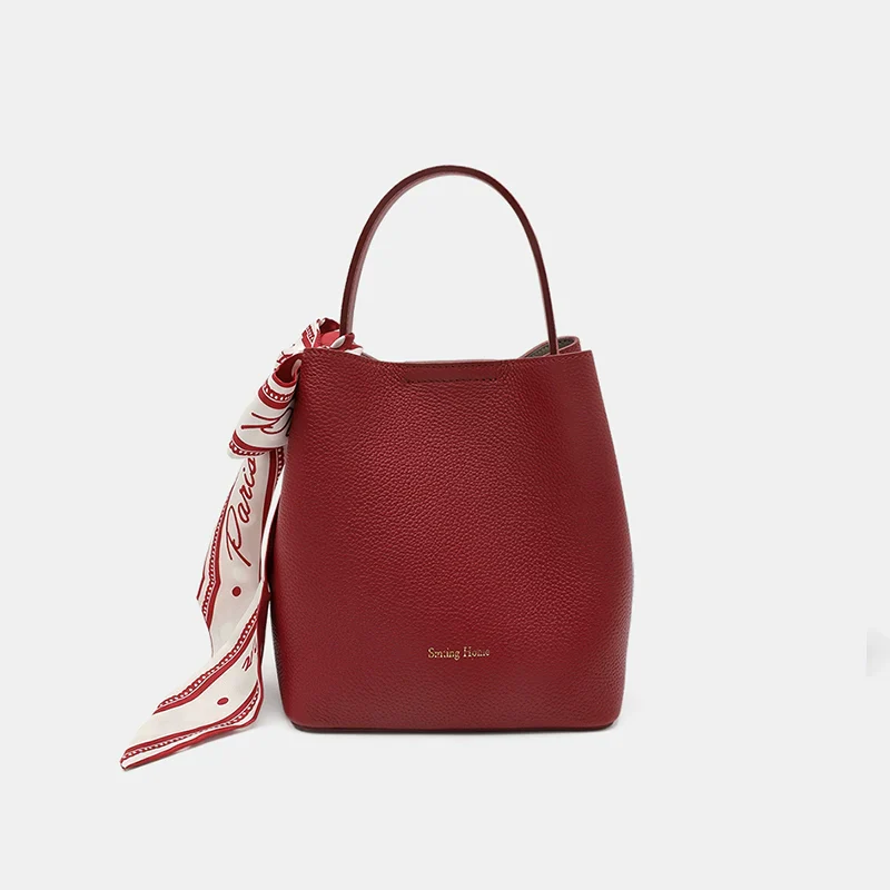 Pebbled Leather Bucket Bag
