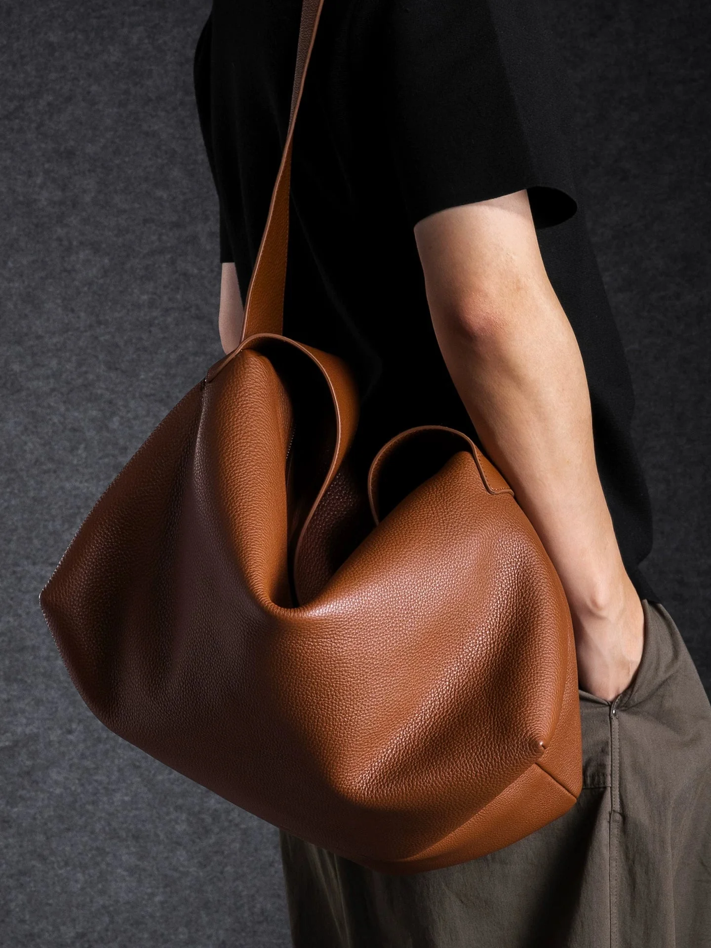 Pebbled Leather Hobo Bag - Image 2