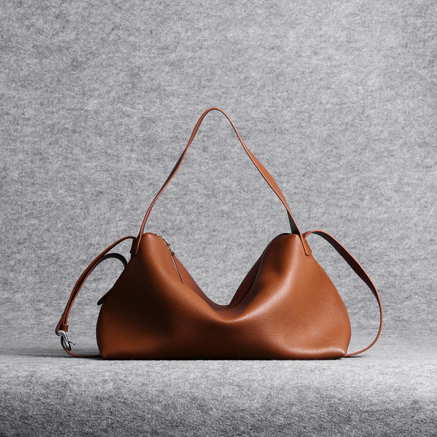Pebbled Leather Hobo Bag - Image 9