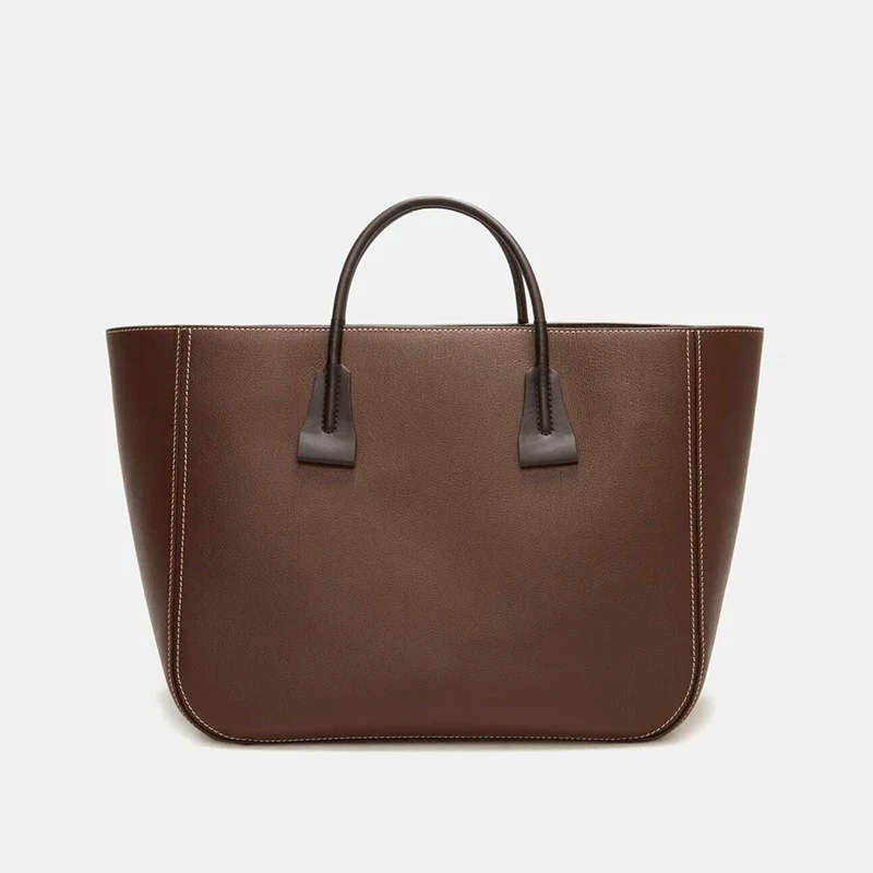 Pebbled Leather Trapezoid Tote - Image 7