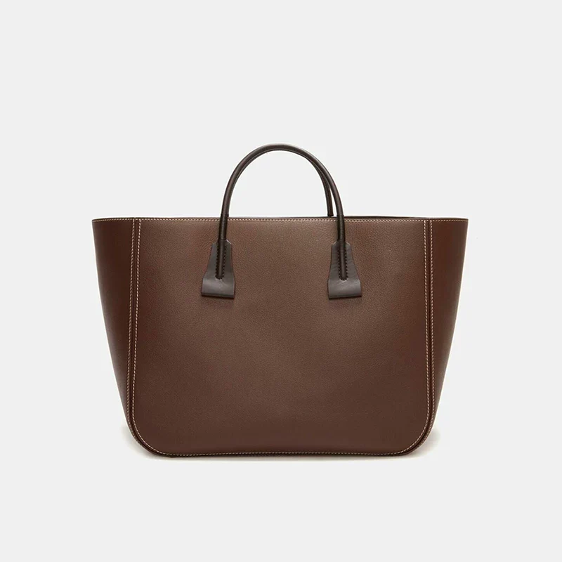 Pebbled Leather Trapezoid Tote - Image 9