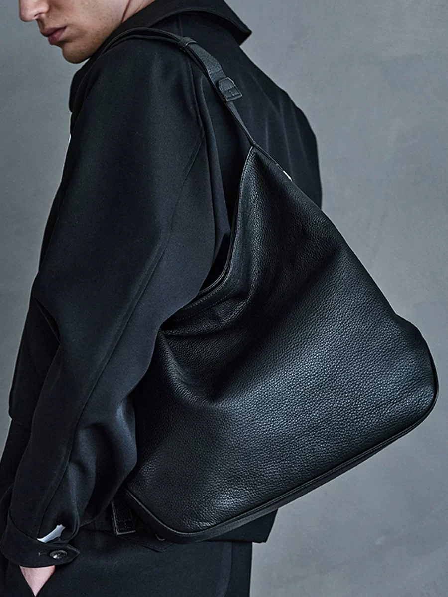 Pebbled Top-Grain Leather Hobo Bag